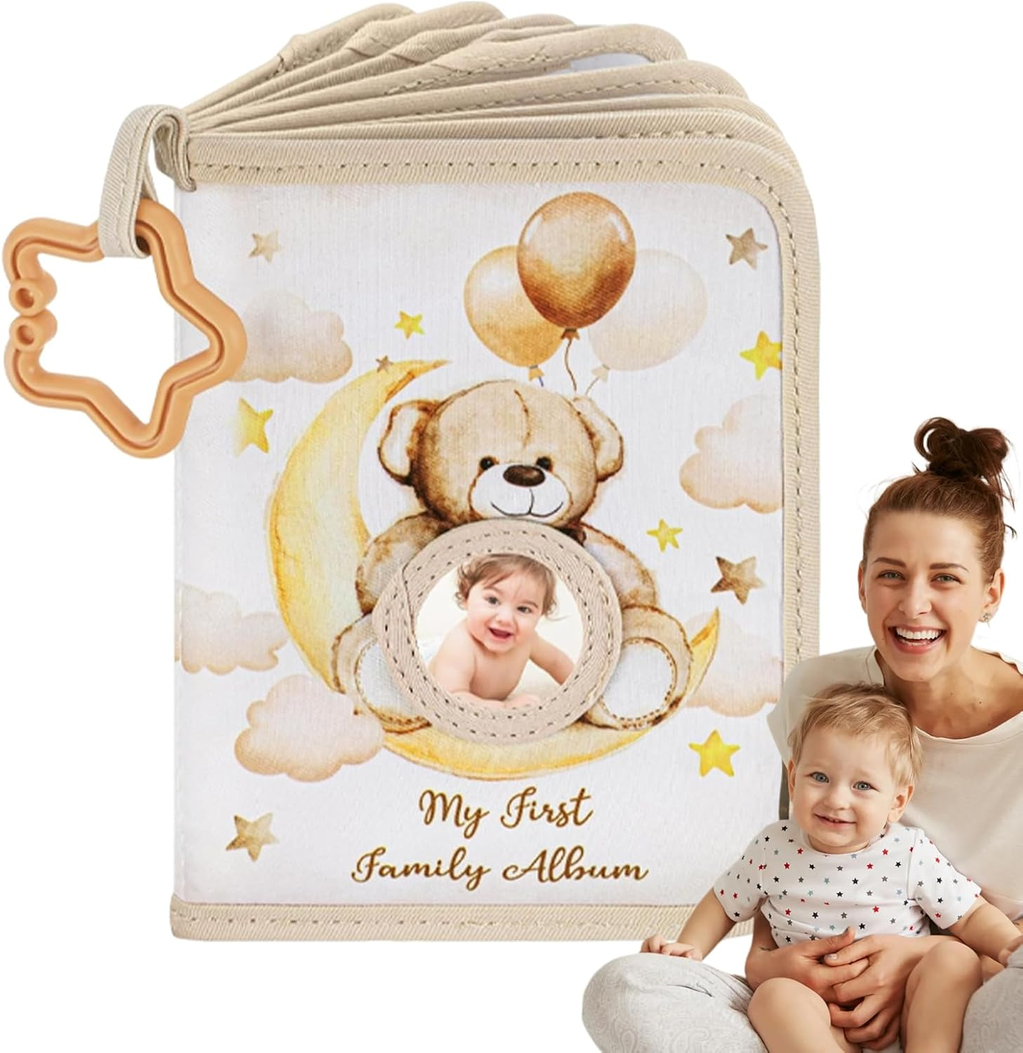 First Family Album for Kids | Soft Photo Cloth Book Family Album | Educational Bear-Themed Memory Book Keepsake for Siblings Father Sisters Girls Boys Mother image number 1