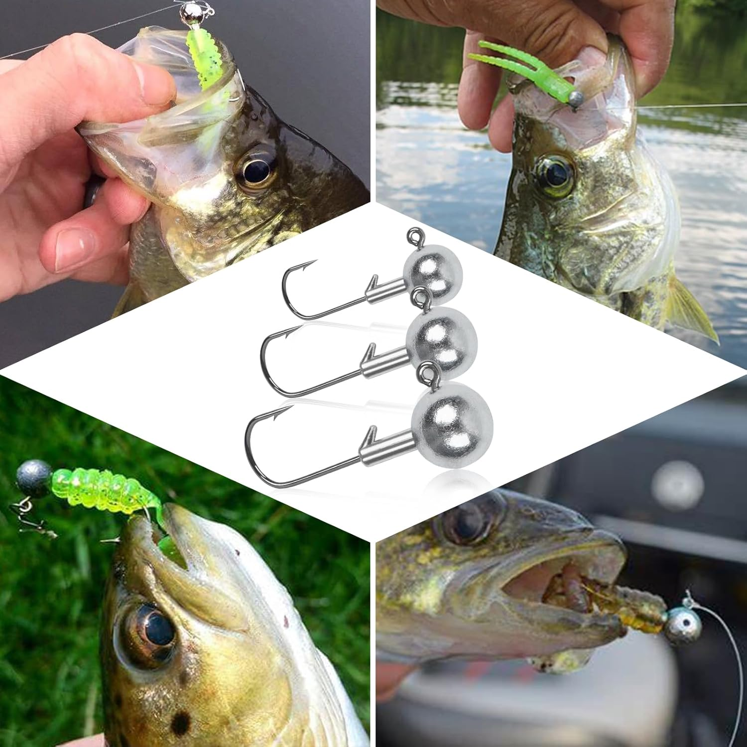 Jig Heads Unpainted Crappie Jig Heads round Ball Heads Jig Hooks Fishing Jig Heads Saltwater Freshwater Fishing Bass Trout Walleye - 45Pcs-(2G/3G/3.5G/5G) image number 2