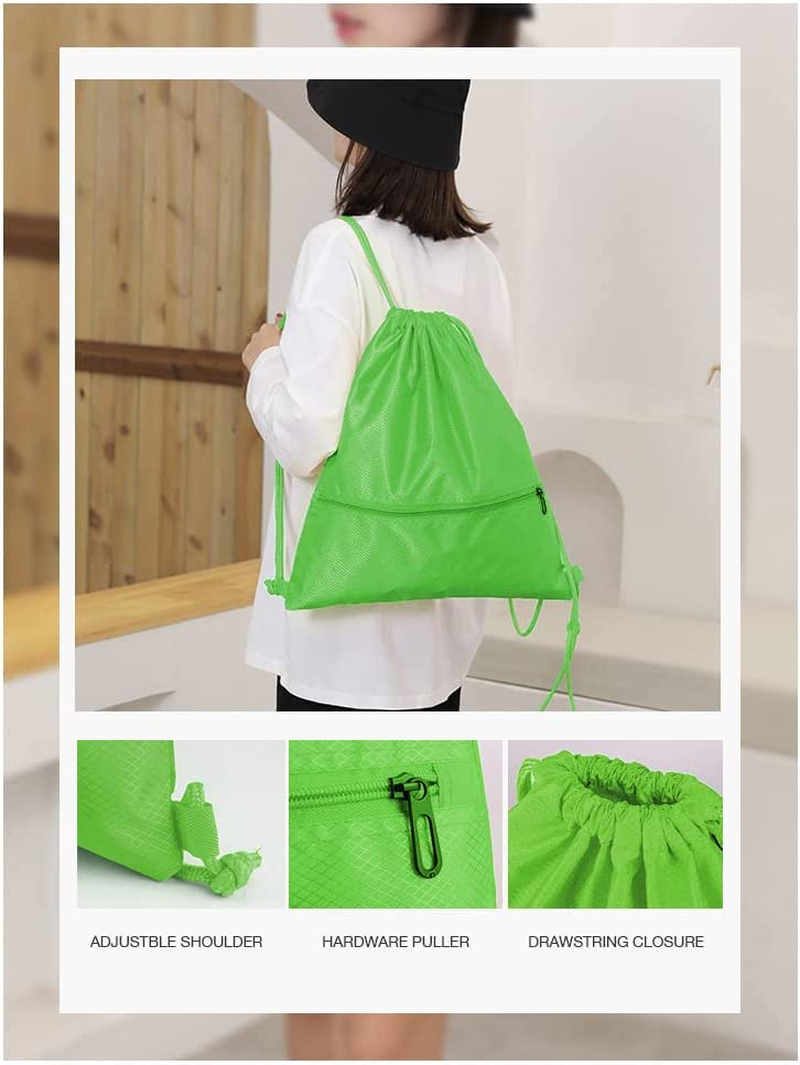 Drawstring Bag, Waterproof Drawstring Bag for Sports and Fitness, Swimming Bag for Men, Women and Children, String Bag with Zipper image number 5