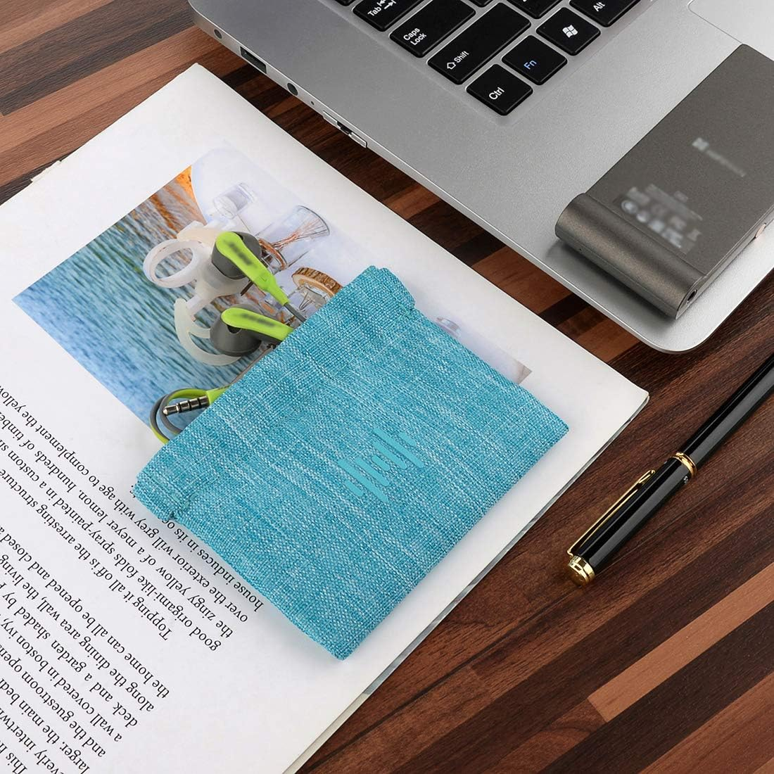 Geekria 2 Pack Sports Earbuds Pouch, Fitness Earbuds Protective Case, In-Ear Headphones Travel Bag Compatible with Anker Soundbuds Sport, EP-B13, Jabra Wave, Stealth (Blue) image number 5