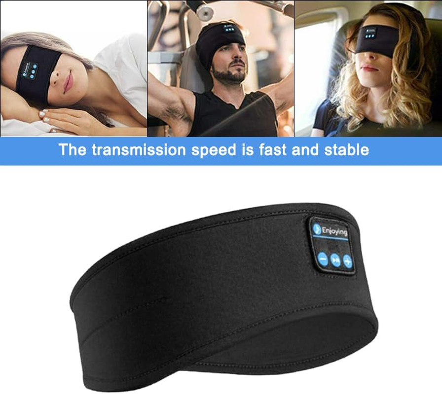 Leona Co Sleep Headphones Bluetooth 5.2 Headband, Sports Wireless Earphones Music Sleeping Eye Mask Earbuds with HD Stereo Speaker for Mom Women Teen Running Cool Gadgets Unique Gifts (Black) image number 1