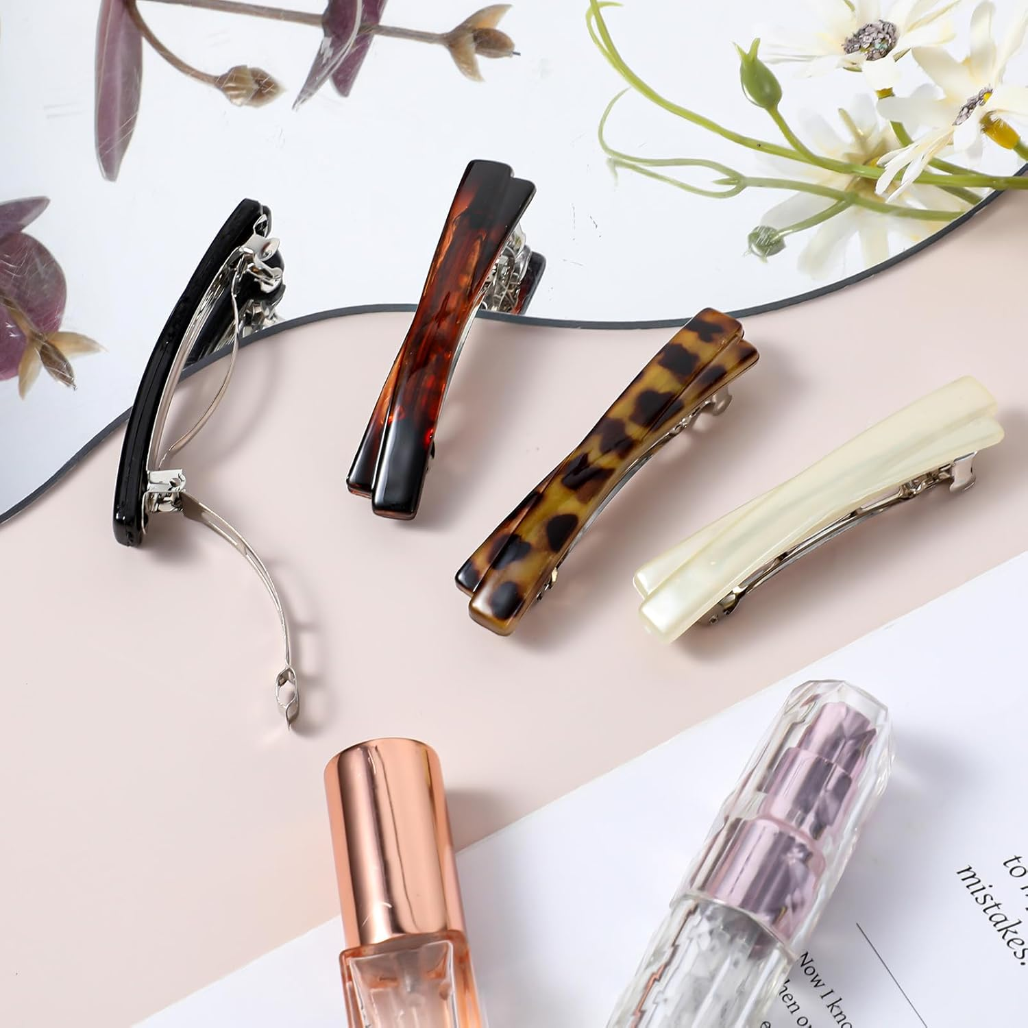 Pack of 4 French Hair Clips, Mabor Classic Hair Clips, Women'S Press on Hair Clips, Women'S Elegant Hair Accessories, Firm Fixation, for Fine Hair and Medium Thick Hair (4 Colours)