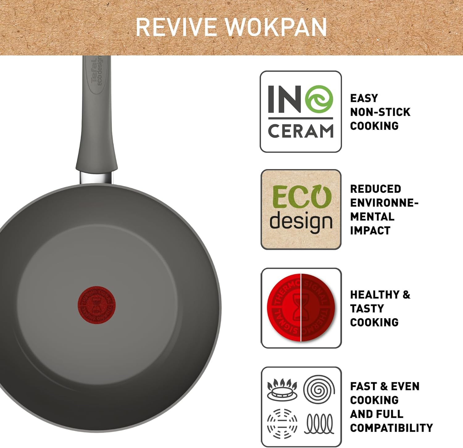 Tefal Revive Ceramic Induction Non-Stick Wok 28Cm image number 5