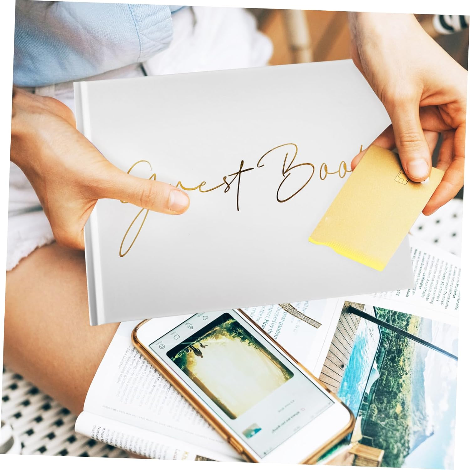 Elegant Guest Book Album for Weddings Memorials Home Ample Pages for Messages Photos Sturdy Construction with Foil for Celebrations Special Events image number 4