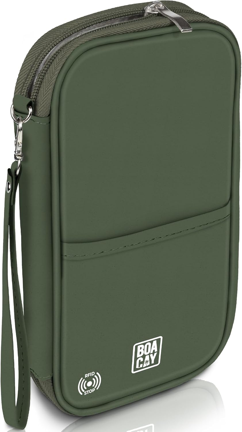 BOACAY Travel Document Organizer with RFID, Family Passport Holder, Wallet for Women & Men, Portable & Waterproof Case for Cards, Boarding Pass, Money