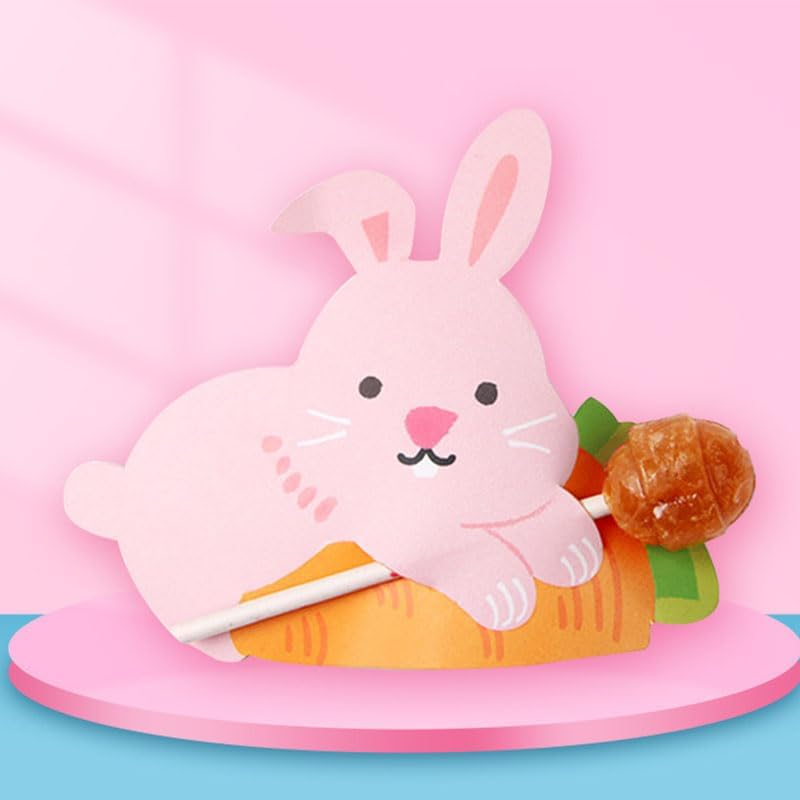 Ximimark 1Set/100Pc Cute Little Yellow Duck +Bunny Party Lollipop Decoration Card Christmas Decoration Supplies Easter Gift image number 5