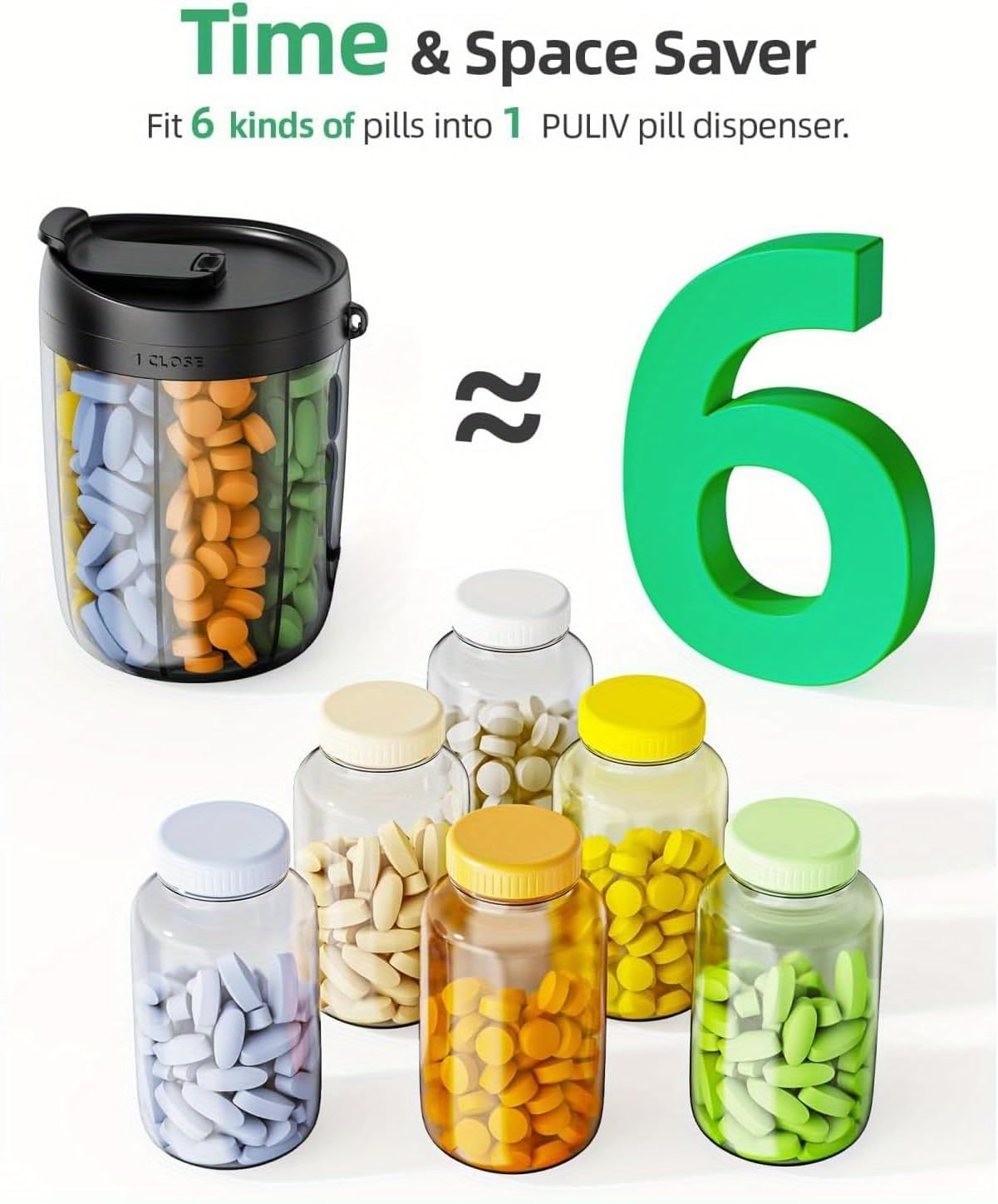 7-Compartment Pill Dispenser &ndash; Travel Essentials Portable Travel Pill Organizer with Wide Opening, Anti-Mix Design & Bpa-Free (Pink) | Holds Vitamins, Supplements and Medications image number 5