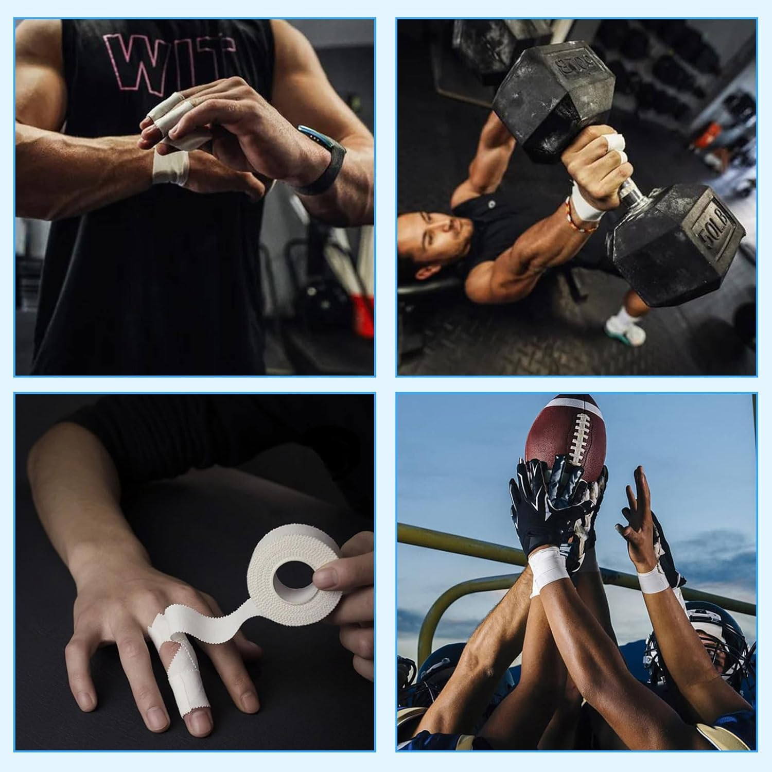 Breathable Fabric Strapping Wrist Finger Tape, 6 Roll Breathable Wrist Finger Easy-Tear Strapping Tape, White Athletic Fingers Tapes Sports Tapes for Knee,Hands