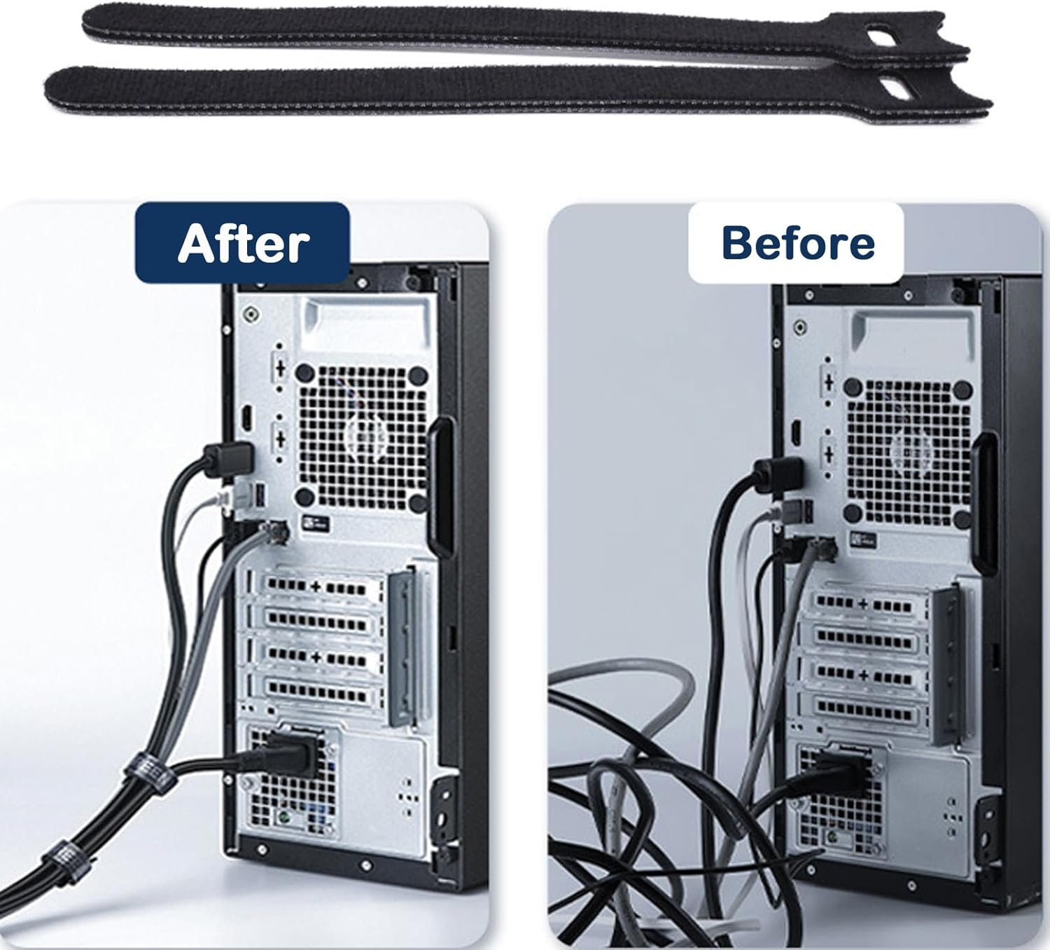 100 Pcs Reusable Cable Ties, T-Type Adjustable Hook & Loop Fastener Straps, Cable Management Straps for Electrical Cable & Wire Organizer (Black, 150Mm X 12Mm) image number 4