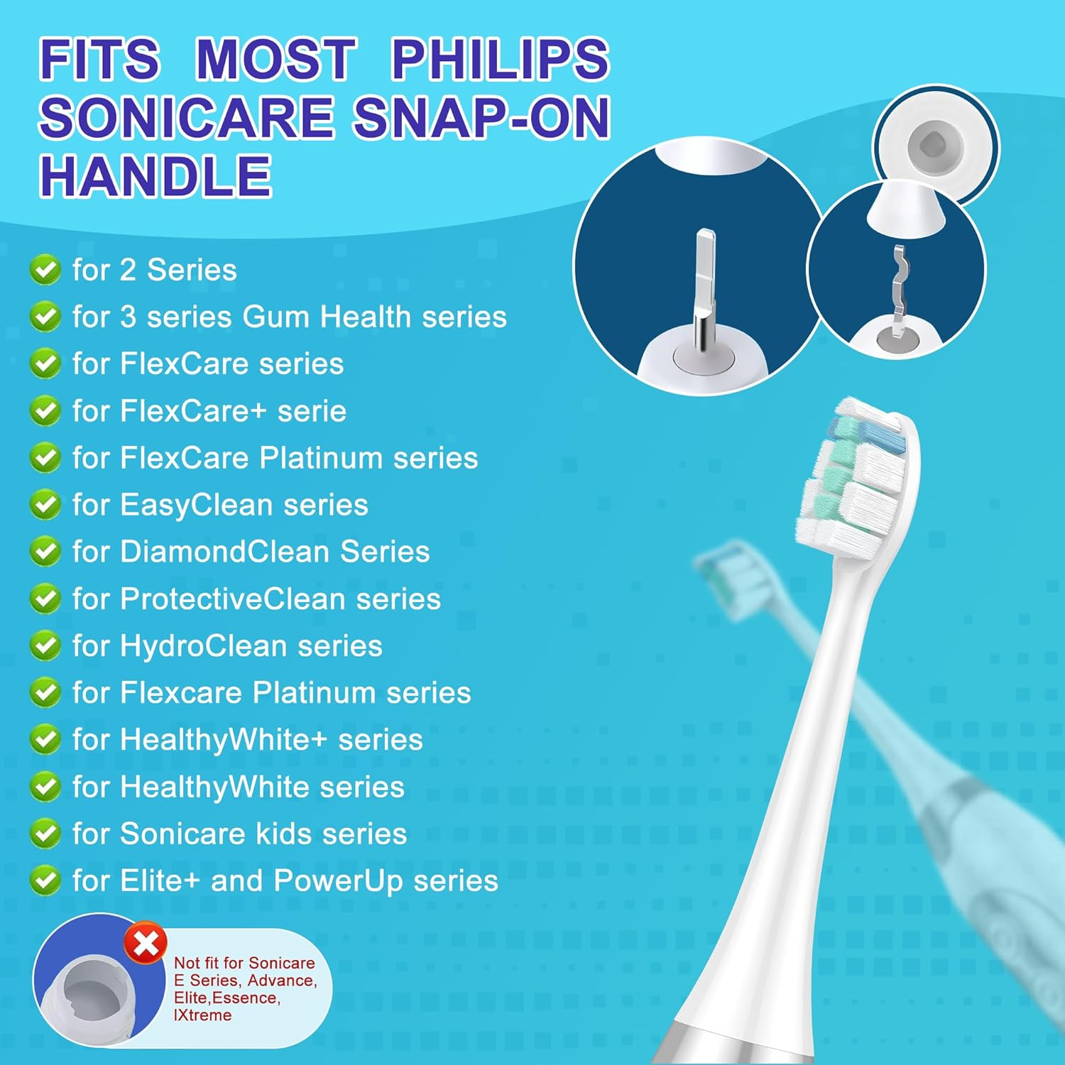 Replacement Toothbrush Heads for Philips Sonicare：10 Pack Soft Replacement Electric Brush Head C2 Compatible with Phillips Sonicare Diamondclean Protectiveclean Easyclean Flexcare Healthywhite Control Snap-On for Adults（White） image number 3