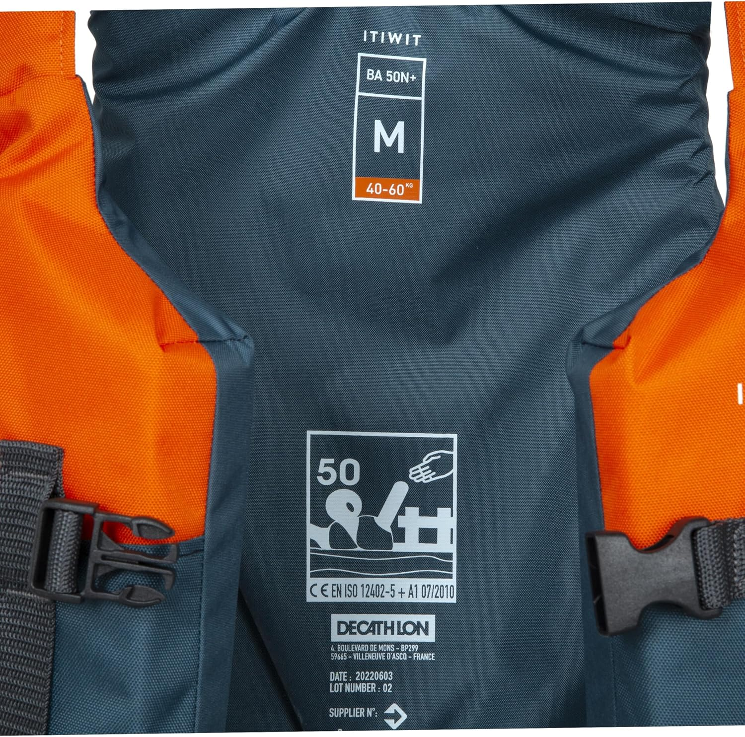 Itiwit Decathlonba 50N+ Buoyancy Aid Vest Dark Petrol Blue Size 60-80 Kg - Life Vest image number 5