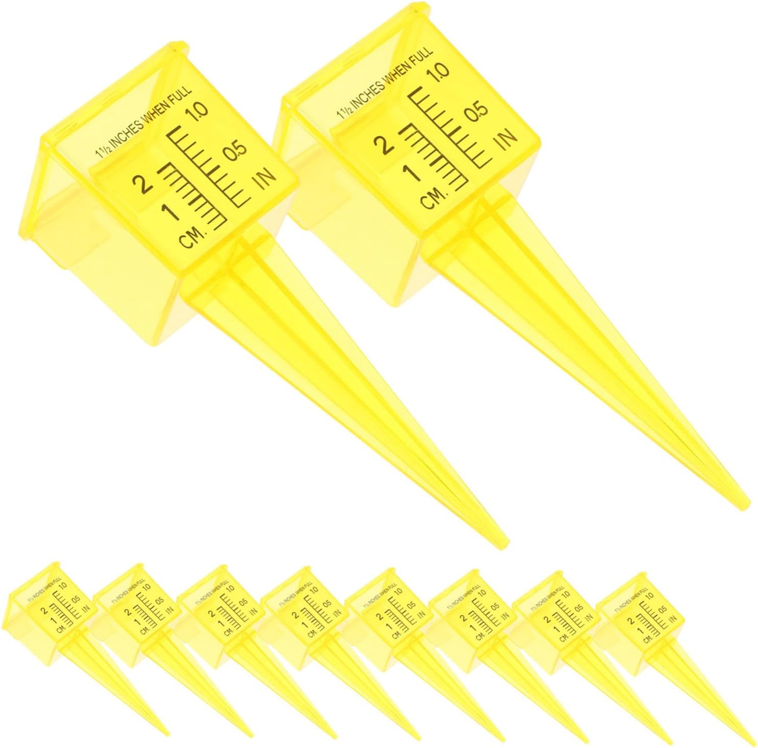 INOOMP 20Pcs Lawn Water Meter Sprinkler Water Gauge Rain Gauge Replacement Tube Rain Measurement Tool Garden Measuring Tool Patio Reusable Garden Yellow image number 5