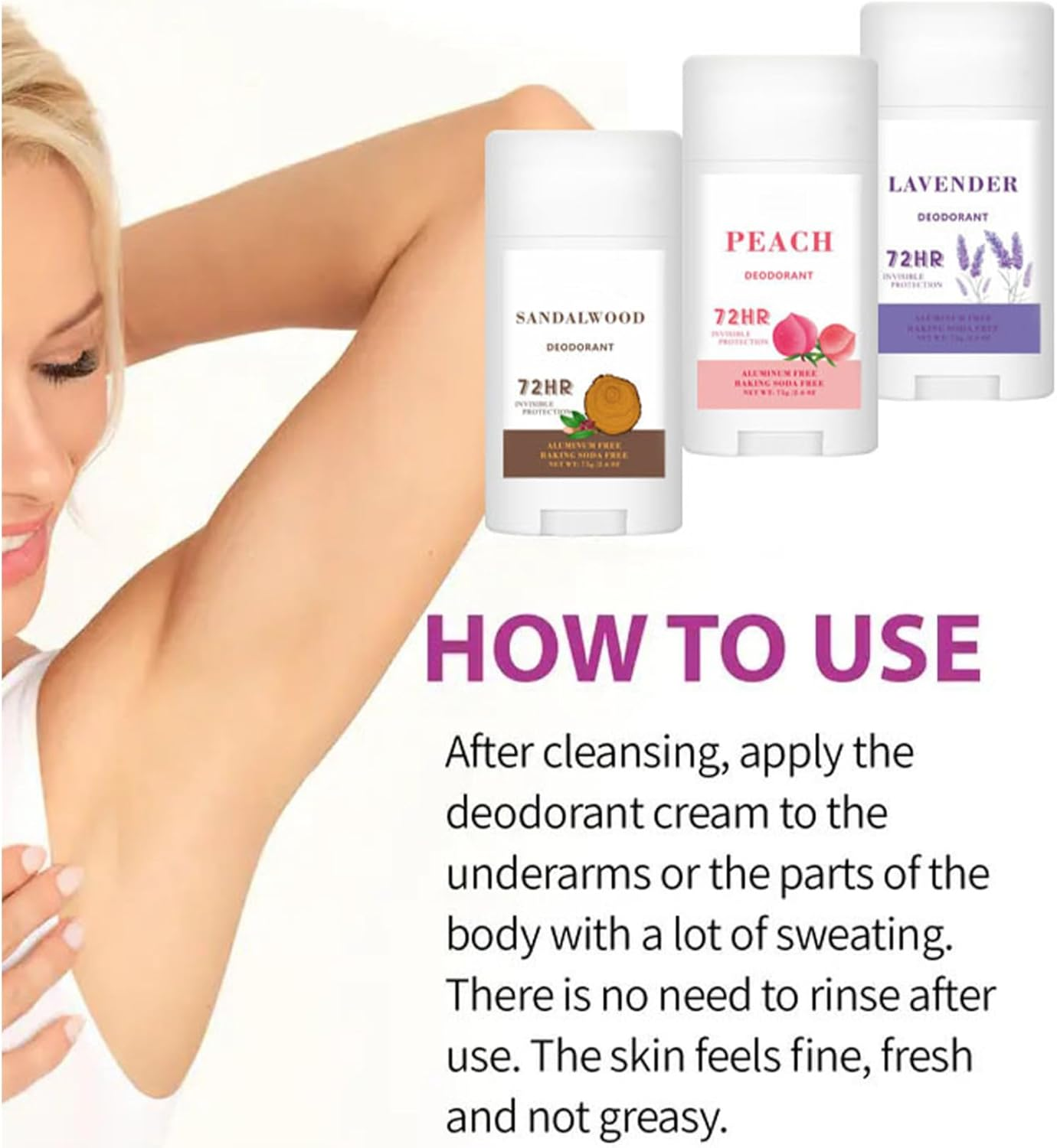 Lejafay Unisex Body Cream Stick, Long-Lasting Deodorant with a Refreshing Fragrance, Perfect for Underarms & Skin Sandalwood One Size - Bergamot image number 7