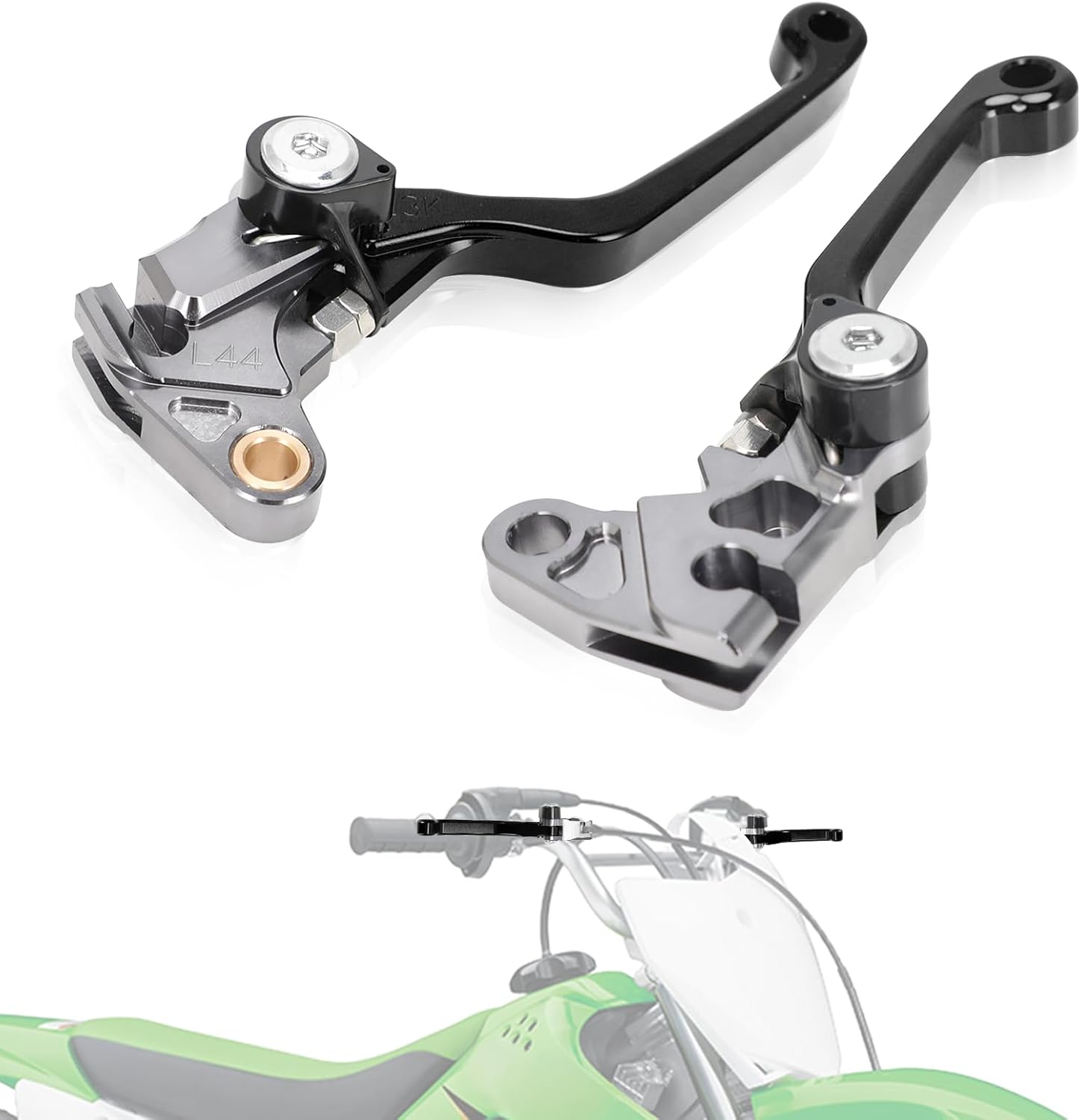 KLX110 KLX 110 Brake Clutch Lever for KLX110L 2010-2024 Dirt Pit Bike,Cnc Foldable Pivot,Collision Rebound,Green
