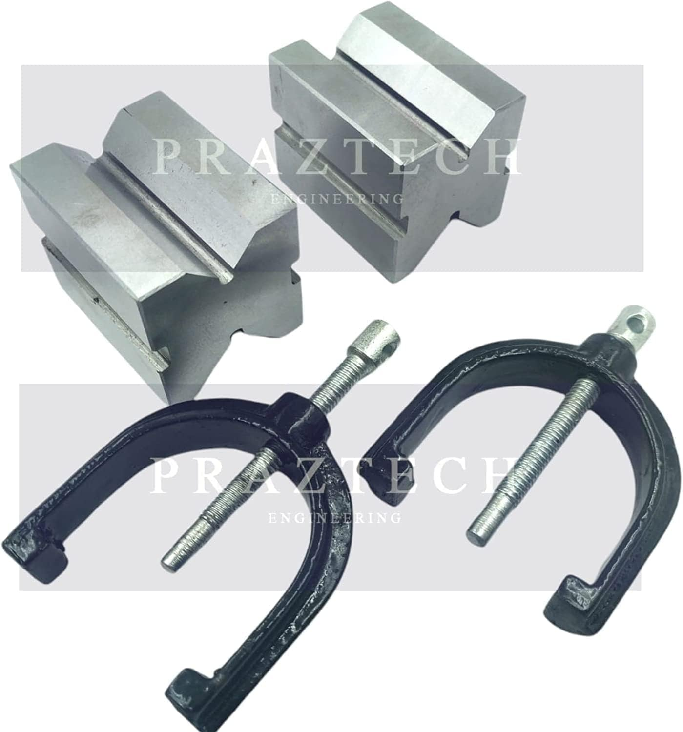 PRAZTECH&reg; Precision Engineers VEE Blocks CLAMP Set - V Block Matched Pair, 40Mm X 32Mm X 32Mm, Clamping Capacity: 1" (25Mm) in Wooden Box image number 4