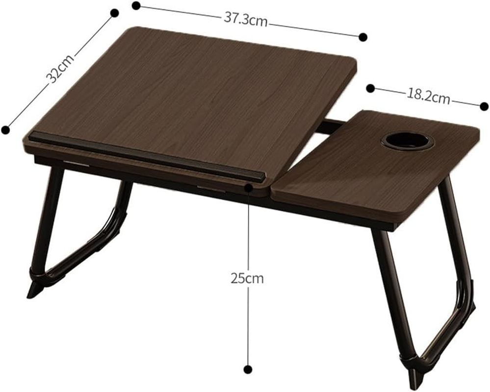 MTSDM Foldable Laptop Table, Laptop Desk, Foldable Computer Table with Cup Holder Folding Breakfast Tray Adjust Angle Portable Standing Desk Reading for Bed Sofa Floor Good Furniture for Work at Home image number 2