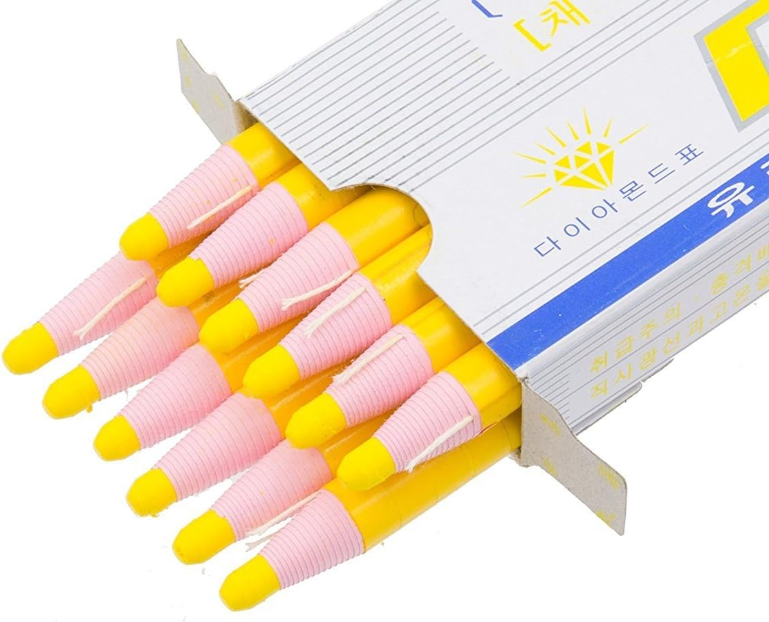 ZEESOON Pack of 12 Colors, Diamond Peel-Off China Markers Grease Pencil Crayons Colorful Drawing Marking Wax Pencils for Wood,Glass,Garments,Metal,Fabrics,Film,Paper (Yellow) image number 1