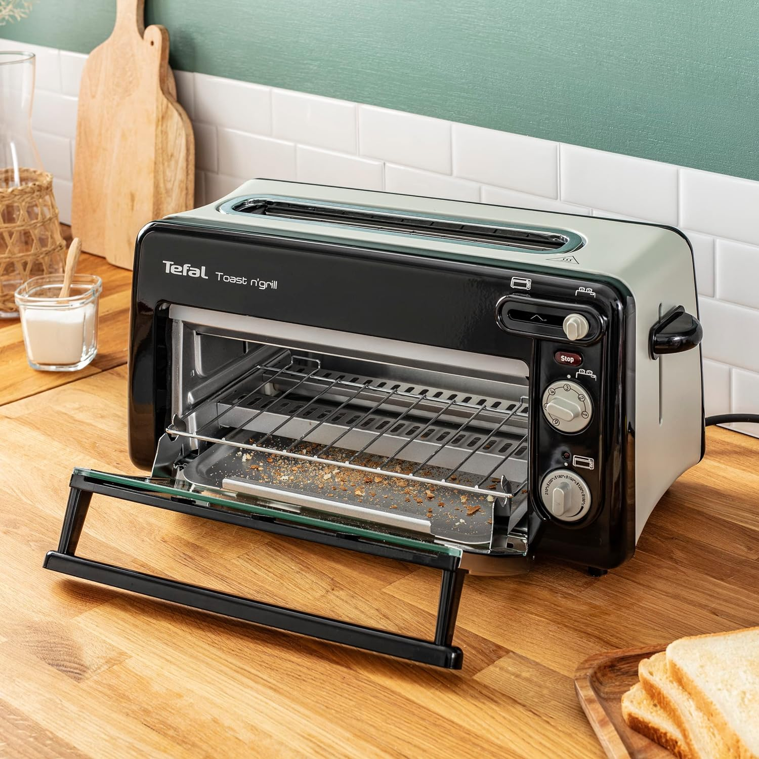 Tefal Toast N' Grill TL6008, 2-In-1 Toaster and Mini Oven, Very Energy Efficient and Fast, 1300 Watt, 43.5 X 28.5 X 22.5 Cm, Matte Black/Aluminium, 220-240V, 50-60Hz image number 6