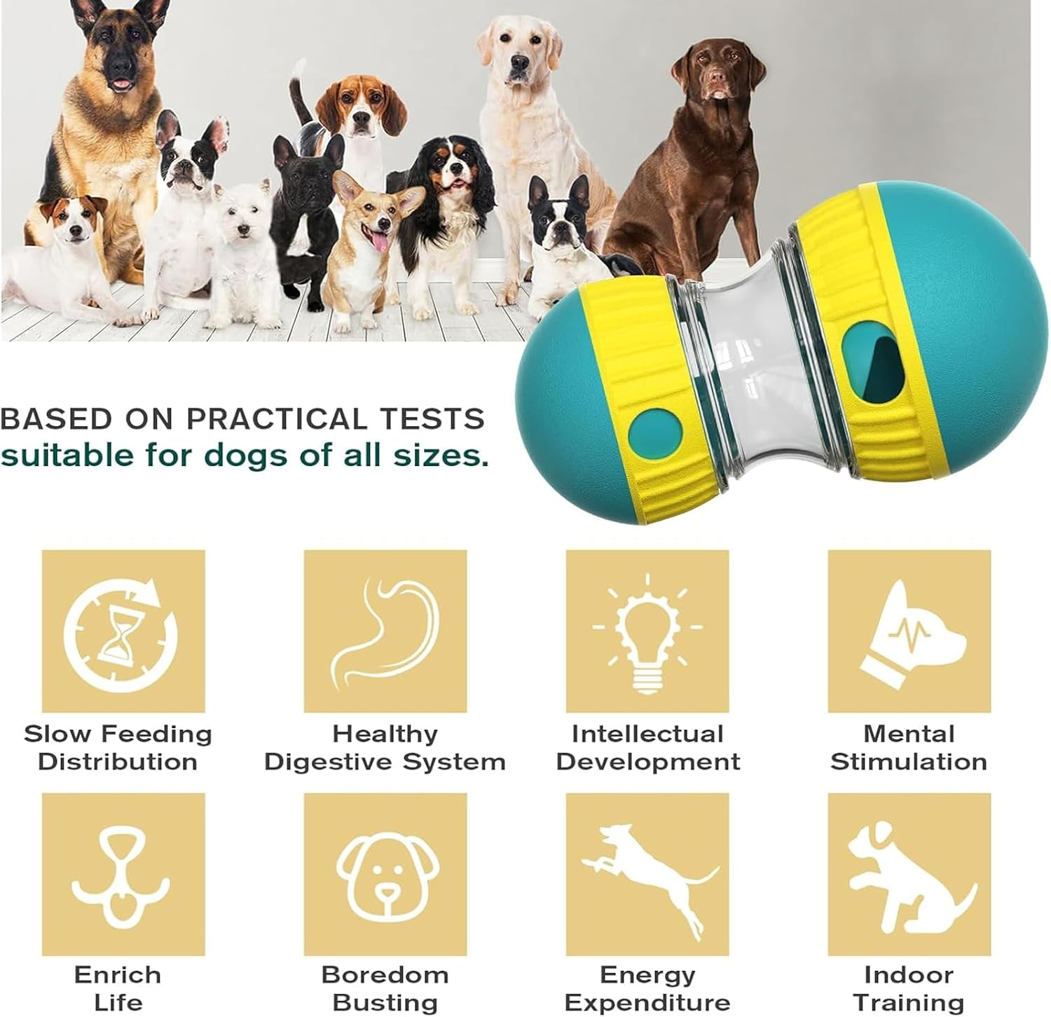 Weidllys Dog Puzzle Toy Adjustable Treat Dispensing Ball Food Dispenser Tough Slow Feeder Puppy Enrichment Training Toy Pet Interactive Chase Toys for Small Medium Large Dogs to Keep Them Busy, Green image number 4