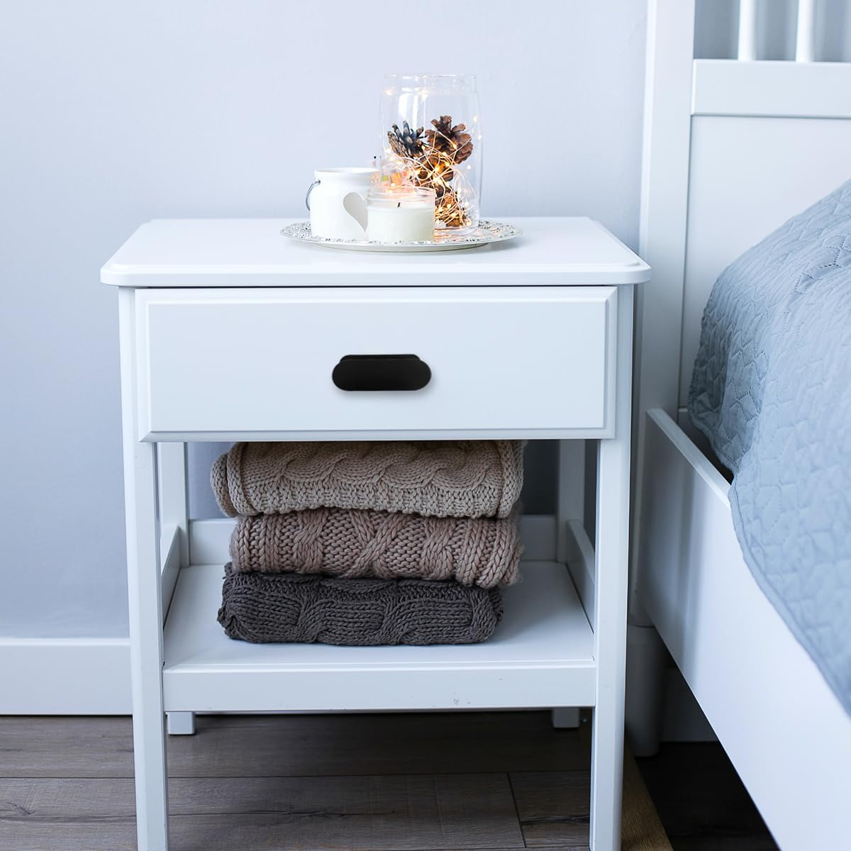 NILLOS Adhesive Cabinet Handles, 4 PCS Self-Adhesive Pull Handles for Kitchen, Cabinet, Drawer, Window (Black)