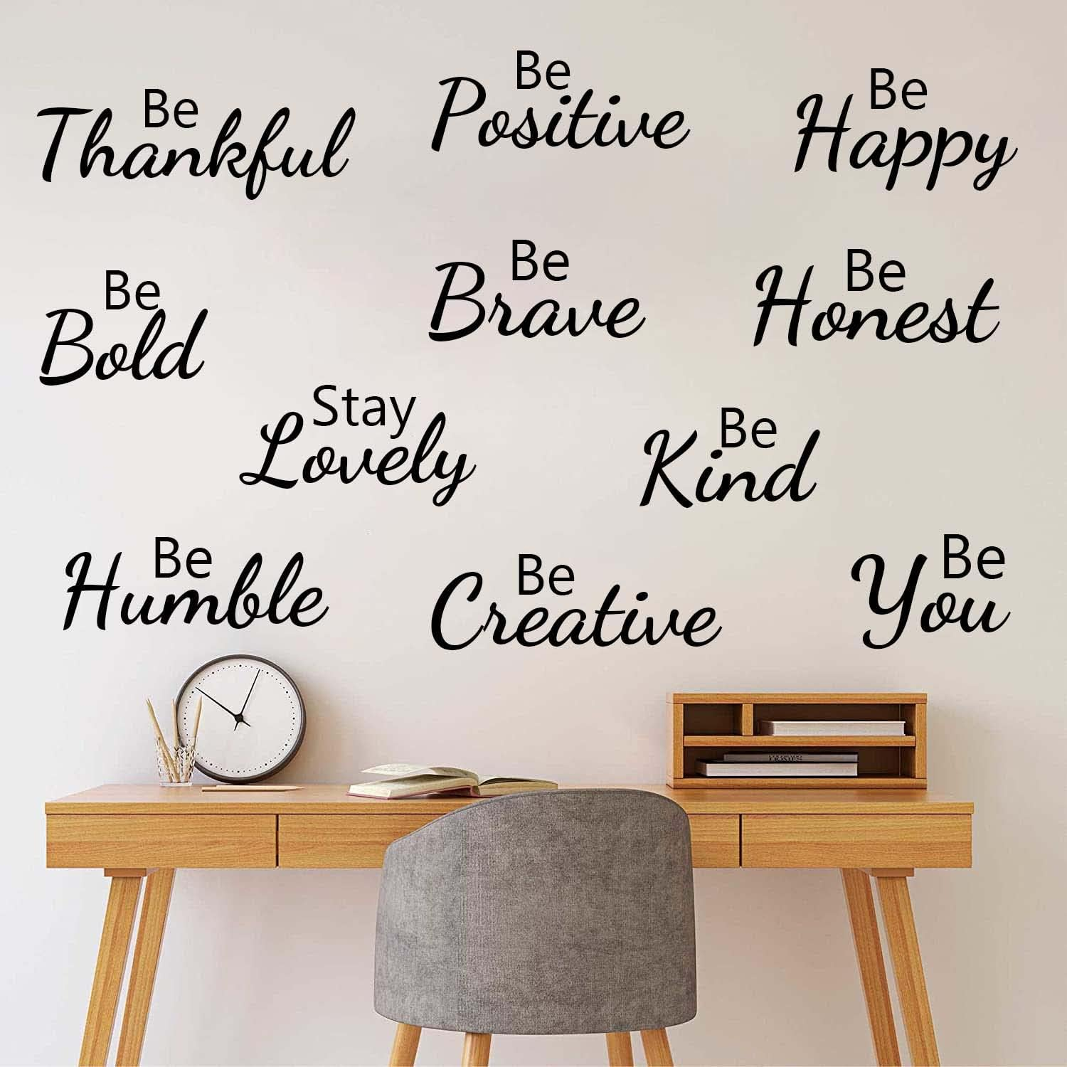 Inspirational Wall Decals Quotes Motivational Sayings Wall Stickers Positive Quotes Lettering Wall Decor Stickers for Home Bedroom Library School Classroom Office Family Wall Art Decoration