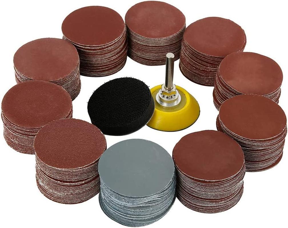 300 Pcs Sanding Discs Pads, Hook and Loop Adhesive Sanding Discs ，50Mm/2Inch Hook and Loop Pads with 1/4" Shank Backing Pad & Foam Buffering Pad ，Sandpaper80-3000 Grit for Drill Grinder Rotary Tools image number 1