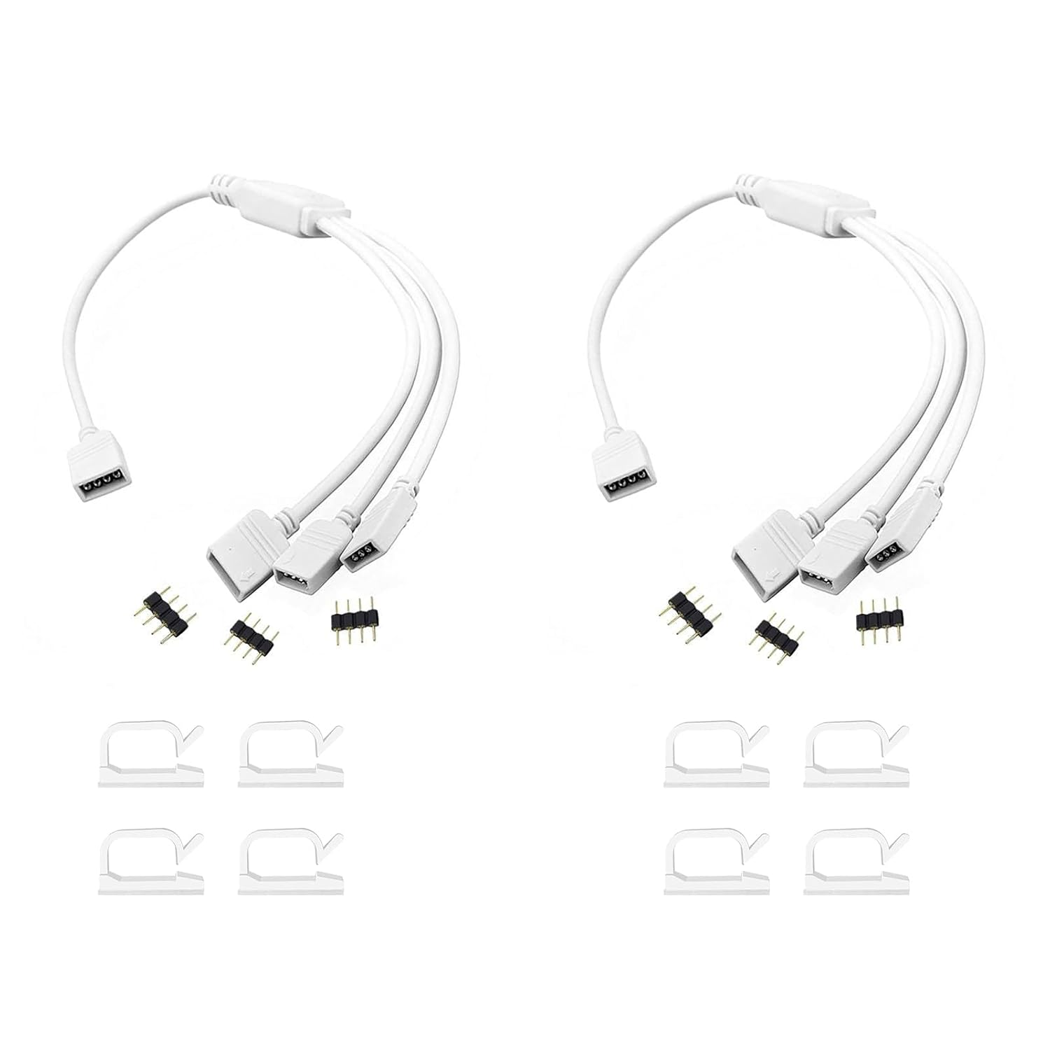 Clearhill 2 Packs (1To3) 4 - Pin RGB LED Strip Light Splitter and Extension Cable - Compatible with 5050/3528 RGB LED Strips, Durable PVC Insulation, 30Cm Length image number 3
