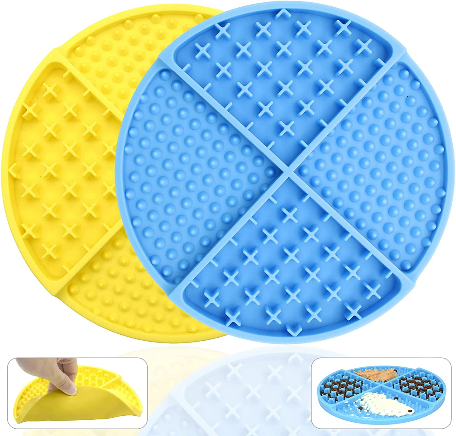 Licking Mat for Dogs and Cats,Dog Slow Feeders,Boredom Anxiety Reduction,Heavy-Duty Puzzle Mat Dog Treat Mat with Unique Quadrant Design,Perfect for Yogurt,Treats or Peanut Butter(Orange) image number 5