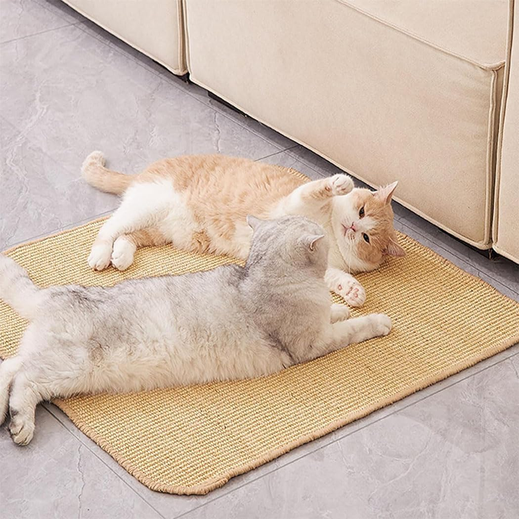 Cat Scratcher Mat 40X60Cm Natural Sisal Cat Scratching Pad for Indoor Cats Wall Mounted & Floor Cat Scratching Pad Anti-Slip Protect Sofa Couch for Cats Grinding Claws Nail with 10 Pins image number 3