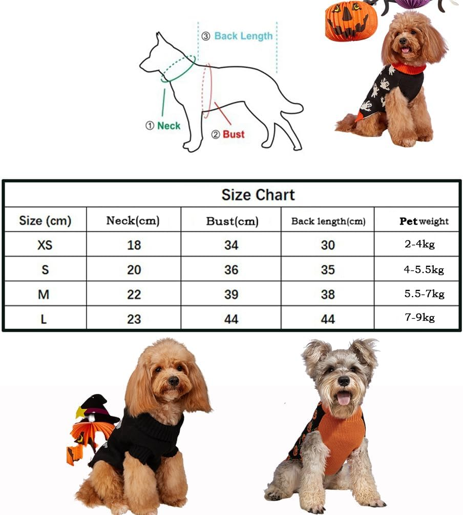 Pet Dog Jumpers Halloween Skull Knit Sweater Kitty Puppy Warm Sweatshirt Suitable for Small Cats and Dogs (X-Small) image number 3