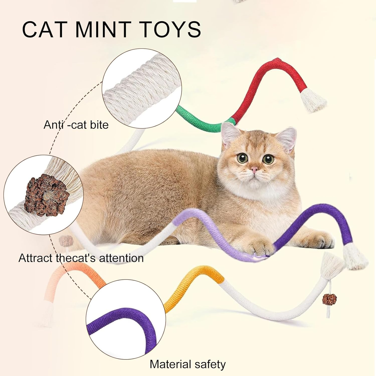 Aikeis 3 Pack Cat Toys Interactive Toy Pet Rope Toy Pet Rope Toy Cat Interactive Toy Rope image number 6