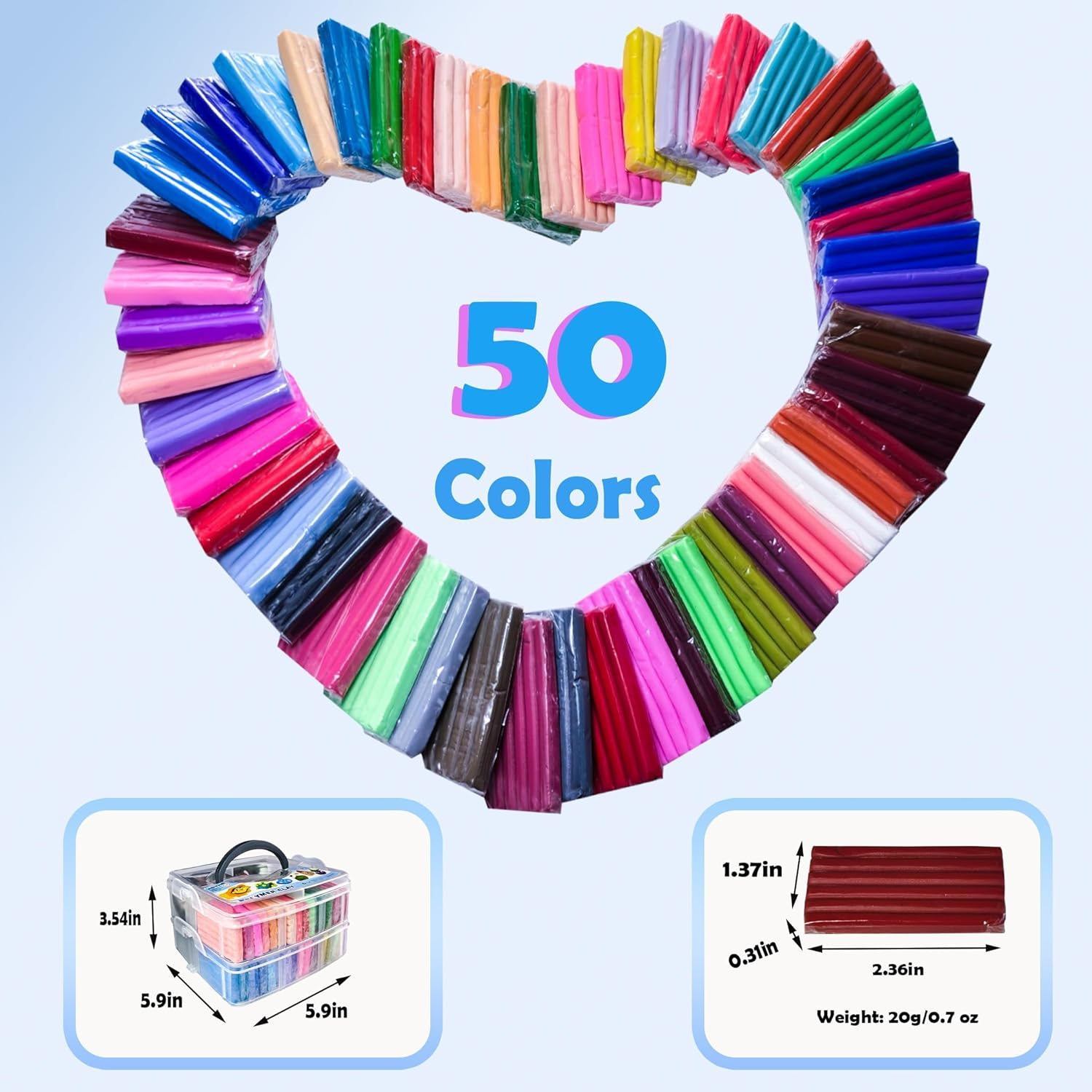 Polymer Clay 50 Colors,Yowamho Modeling Clays for Kids DIY Starter Kits, Oven Baking with Sculpting Tools, Ideal for Children Adults and Artists