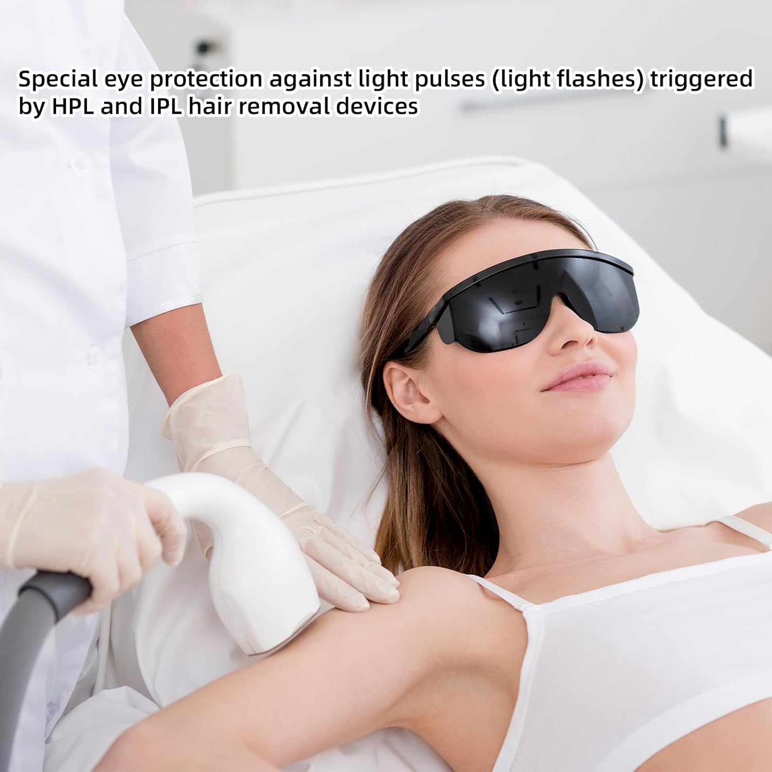 Pack of 2 IPL Light Protection Glasses, 200 Nm - 2000 Nm Wavelength Laser Safety Glasses, HPL/IPL Hair Removal with UV-C Protection, Laser Safety Glasses, Solarium Glasses, Cosmetic Eye Protection