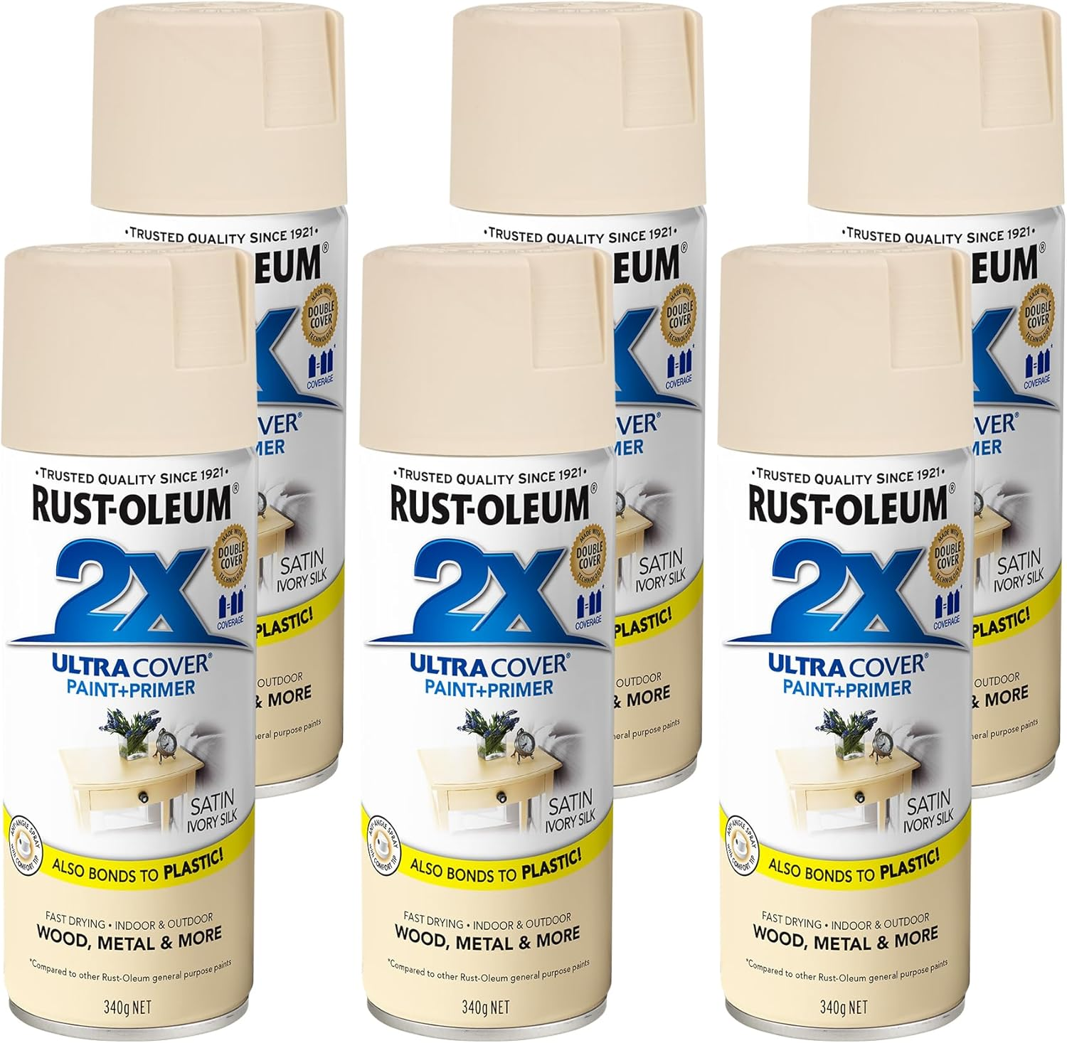 Rust-Oleum 2X Ultra Cover Primer Spray, White, 340 G (Pack of 6)