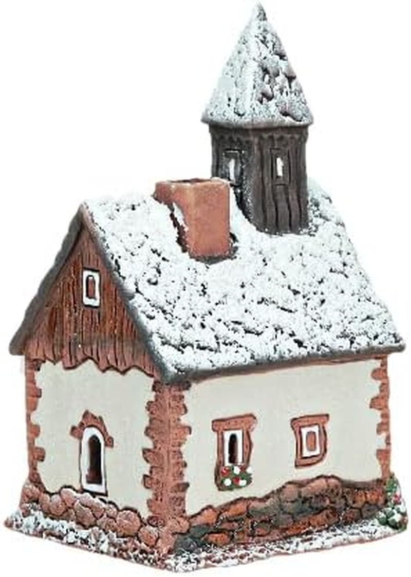 Ceramic Villages and Houses Collection - Handmade Miniature of the Original Chapel in Tyrol, Winter Edition - Candle, Cone Incense Holder R290SN image number 1