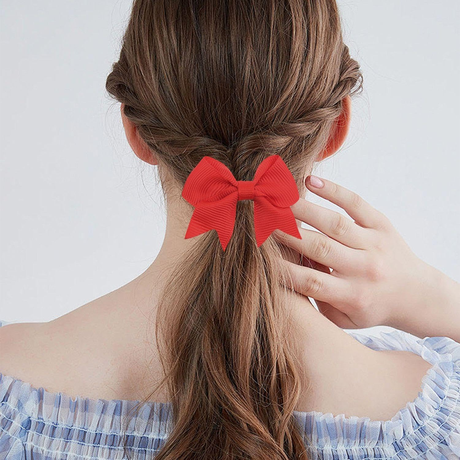 Pack of 4 Bow Hair Pins and 2 Hair Ropes, Satin Double Layer Hair Accessories, Coloured Hair Ropes, Headpiece for Christmas Parties, Ponytail Hairpin Accessories image number 3