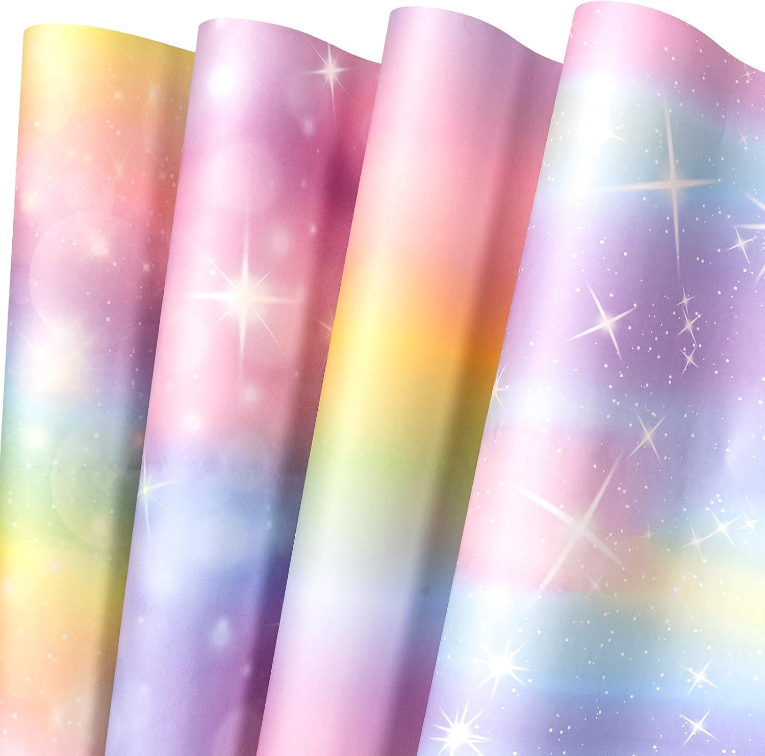 Xugoox 8 Sheets Rainbow Gradient Wrapping Paper for Women Girls Gifts, Matte Pink Purple Colorful Gift Wrap for Birthday Wedding Valentines 20 X 28 In