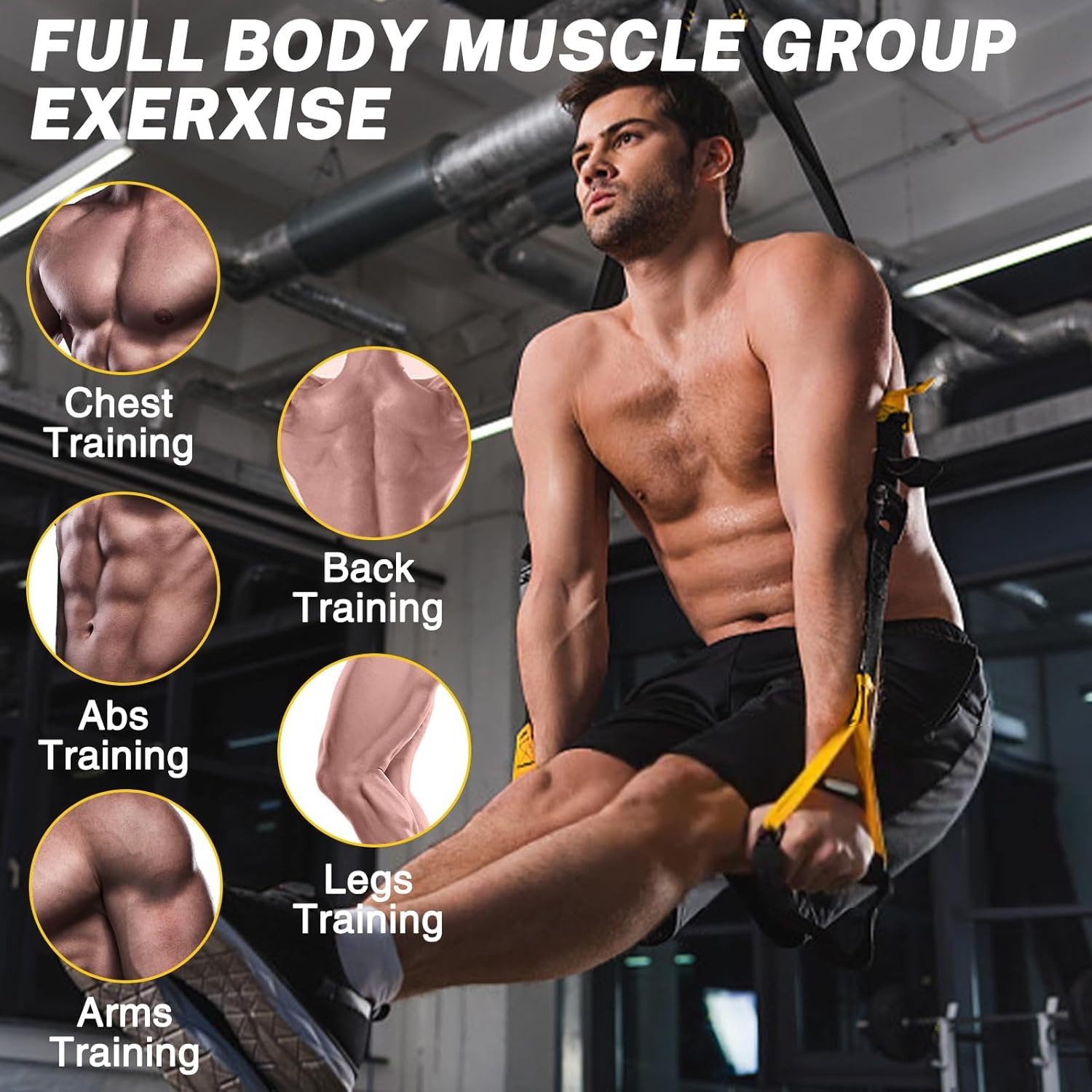 OKSTENCK Suspension Training Kit,Resistance Trainer for Full Body for All Levels,Indoor & Outdoor Use Adjustable Training Straps,Supports up to 500Kg, All-In-One Home Gym Equipment image number 4