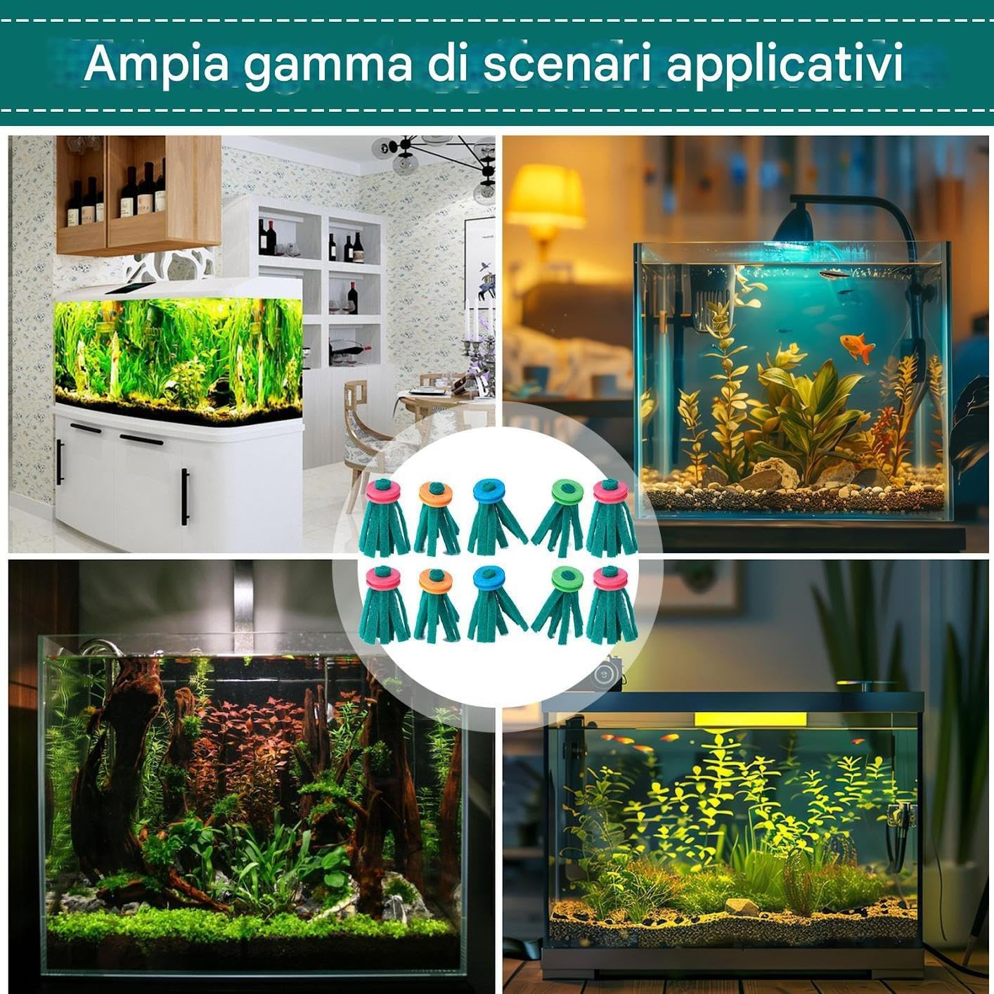 Aquarium Breeding Mop Set - 10 Pieces Floating Fish Spawning Tools with Buoyant Foam Ring | Durable Reusable Hatchery Spawning Aid for Betta, Guppy, Goldfesh, Koi, Shrimp, and Aquatic Pets in Indoor image number 6