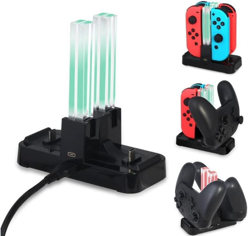 Controller Charger for Switch, Charging Dock Stand Station for Switch Joy-Co Ns and Pro Controller with Charging Indicator and Type C Charging Cable image number 2