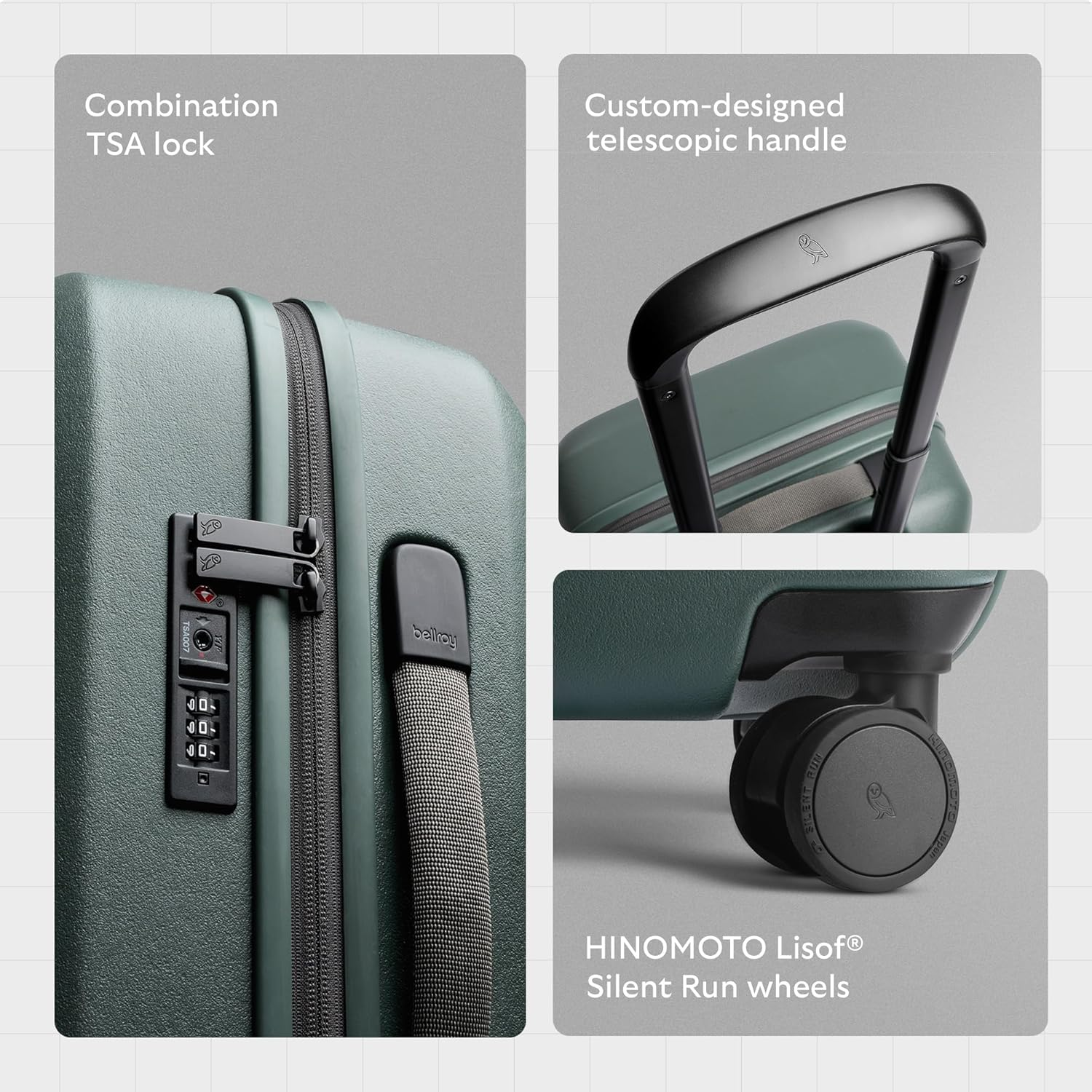 Bellroy Transit Carry-On plus (46L Carry-On Luggage, with Hard Shell and Removable Packing Cells) - Chalk - Black image number 6