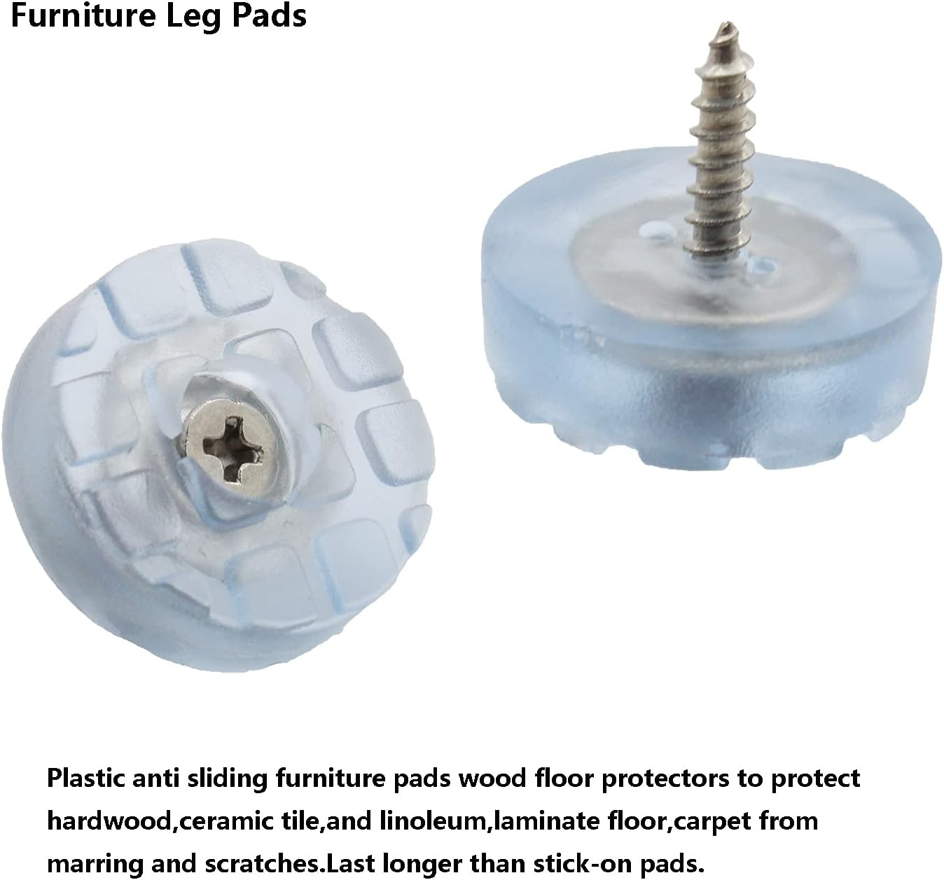 20PCS Screw on Furniture Pads,Ttzeze Heavy Duty round Furniture Sliders for Wooden Chair Legs and Feet,Best Floor Gliders to Protect Hardwood Floors,Table/Chair/Cabinet/Sofa Rubber Glides with Screws image number 4