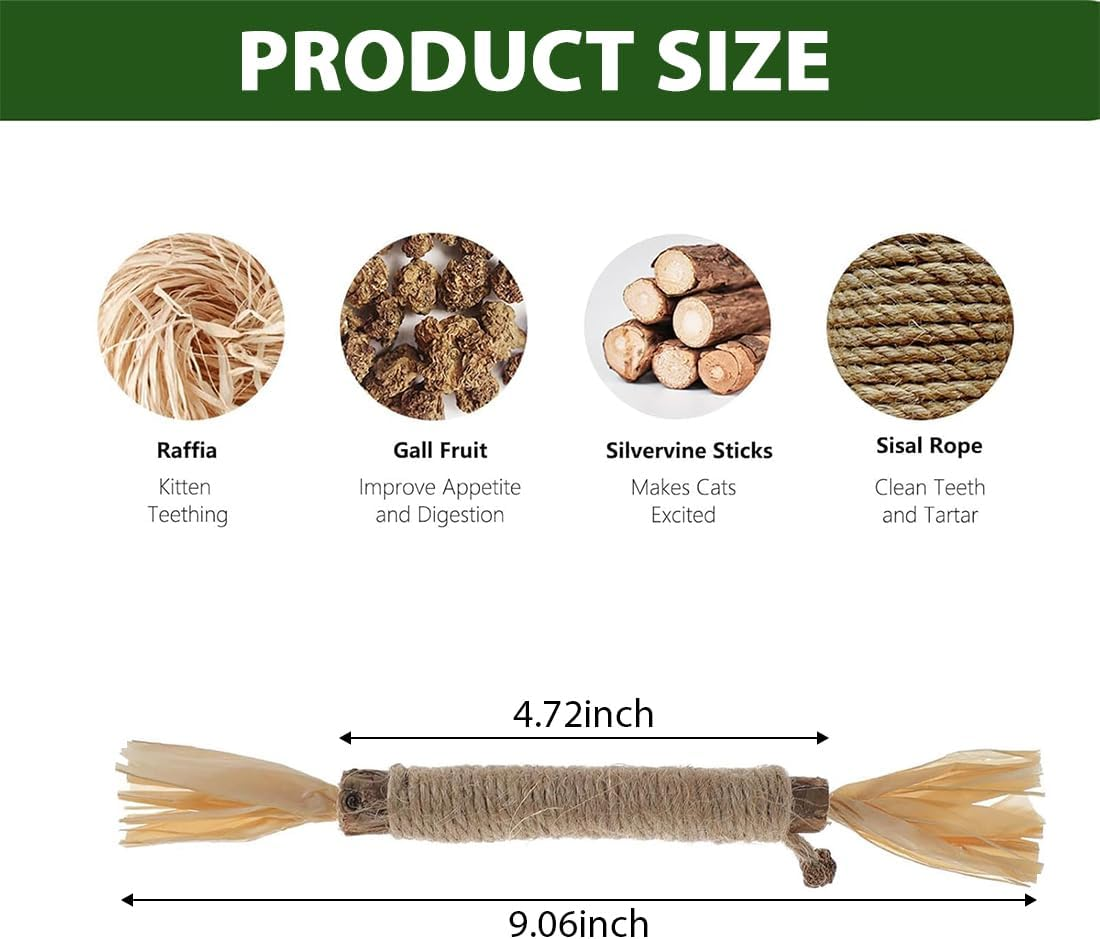 Catnip Sticks, Chew Sticks for Cats, Cats Dental Care Toy, Dental Chew Sticks Help with Tartar & Bad Breath Healthy Hygiene Dental Care (Pack of 6) image number 2