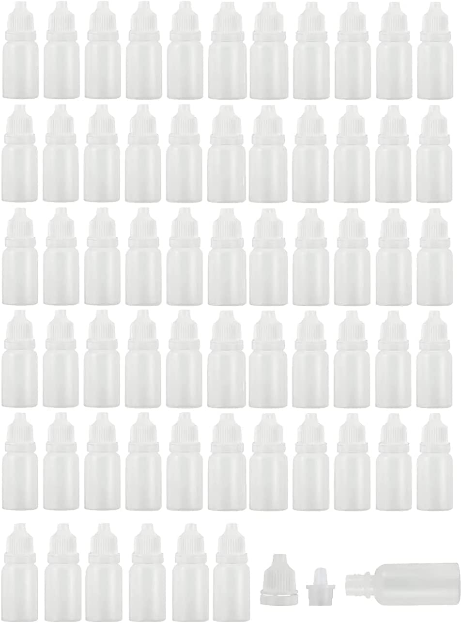 100 PCS White 5Ml Empty Plastic Squeezable Dropper Bottles, Clear Eye Liquid Dropper with Caps, Lab Sample Refillable Containers with Childproof Caps, Essential Oil Squeeze Bottles (5ML/100PCS)
