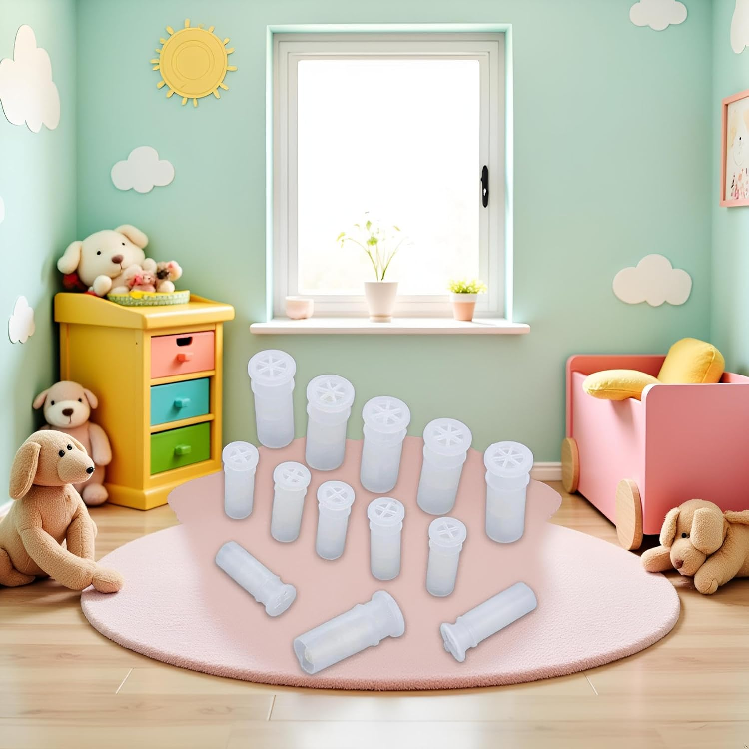 Clockjuan 100 Pcs White Toy Noise Makers Insert Squeakers, Plastic Dog Squeaky Whistles, Dog Squeak Toys Toy Insert Replacements DIY Accessories(15.5X4.8Mm)