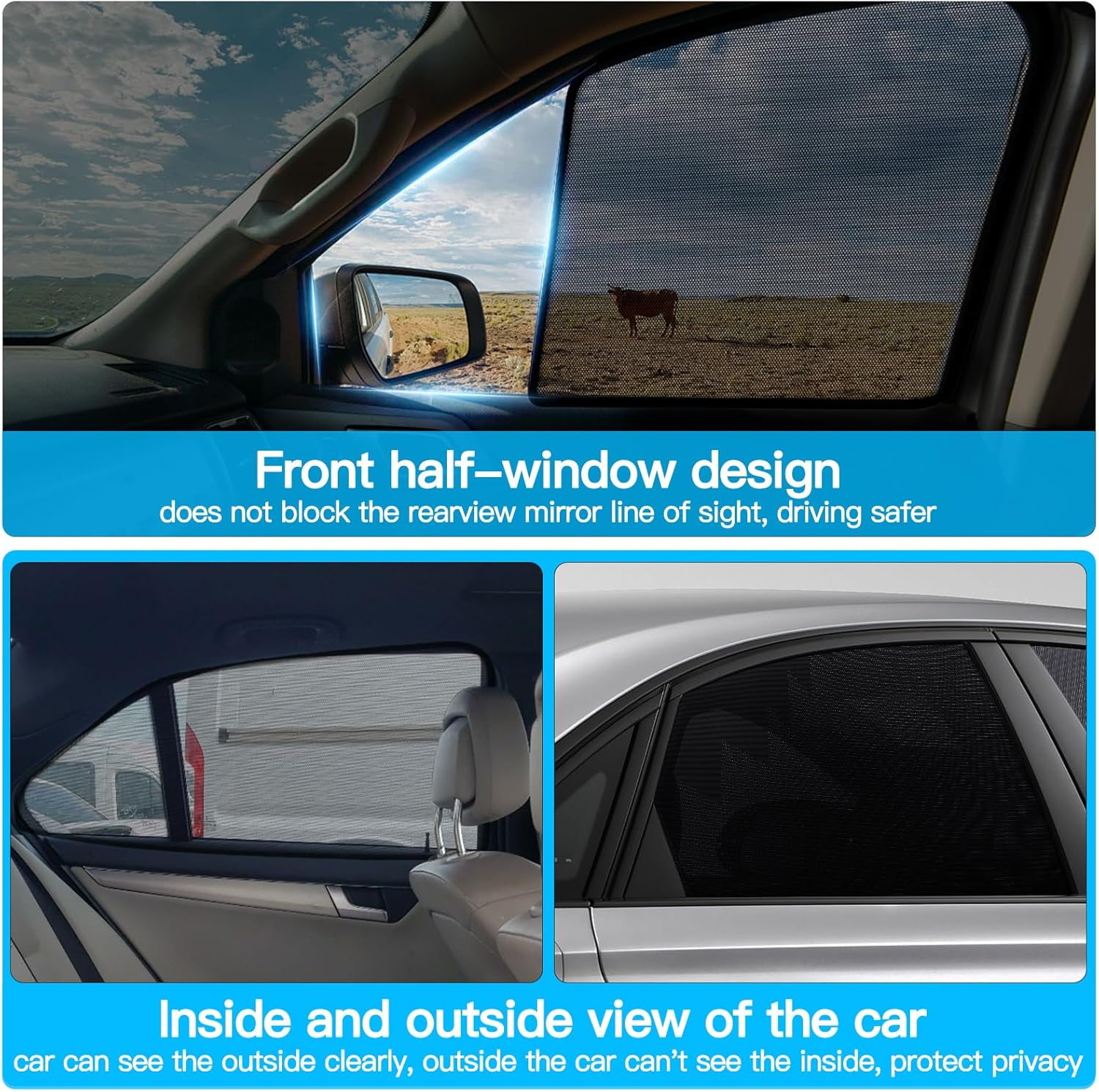 XCBYT Car Window Shade for 2019-2024 Toyota RAV4 Window Covers Side Window Sun Shade Car Window Shade for Baby with Breathable Mesh Insulate Heat and UV for Sleep Camping Breastfeeding image number 3