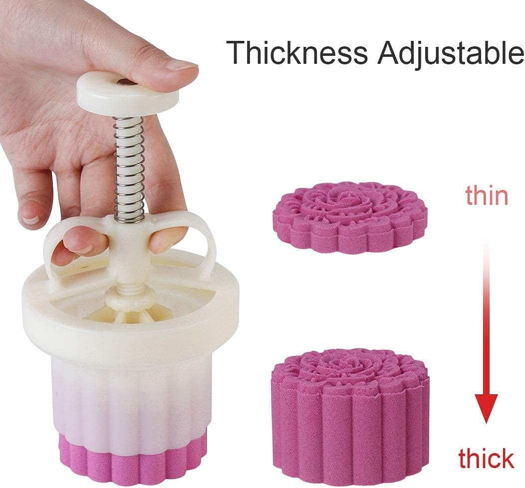 Moon Cake Mold Set Cookie Stamp 5Pcs 100G Stamps, Thickness Adjustable DIY Cookie Press Decoration Cake Mold Hand Cutter Set image number 3