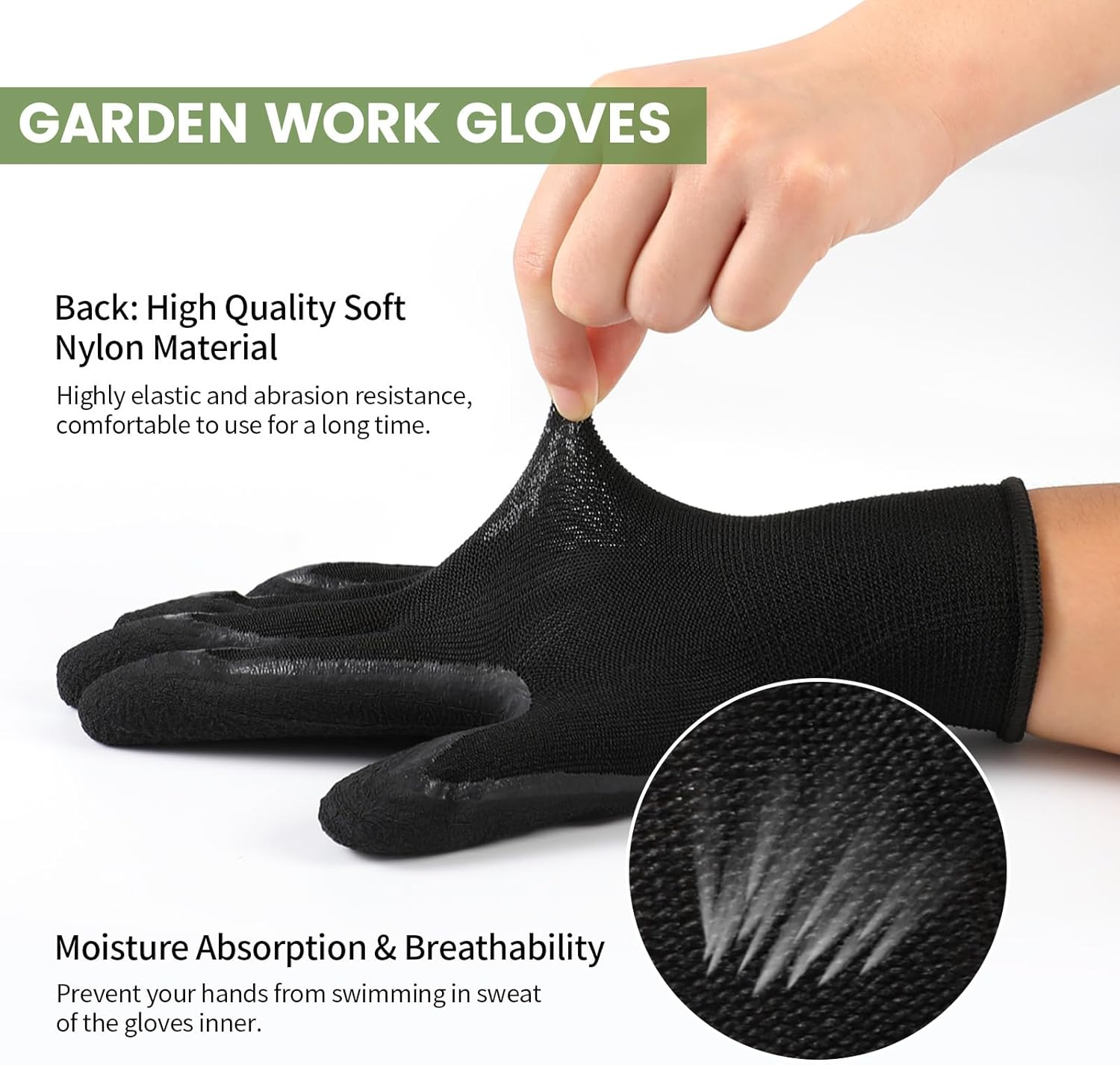 Pleneal Gardening Gloves for Women Men - 6/3 Pairs Garden Gloves with Grip, Latex Coated Working Glove, Medium Size image number 6