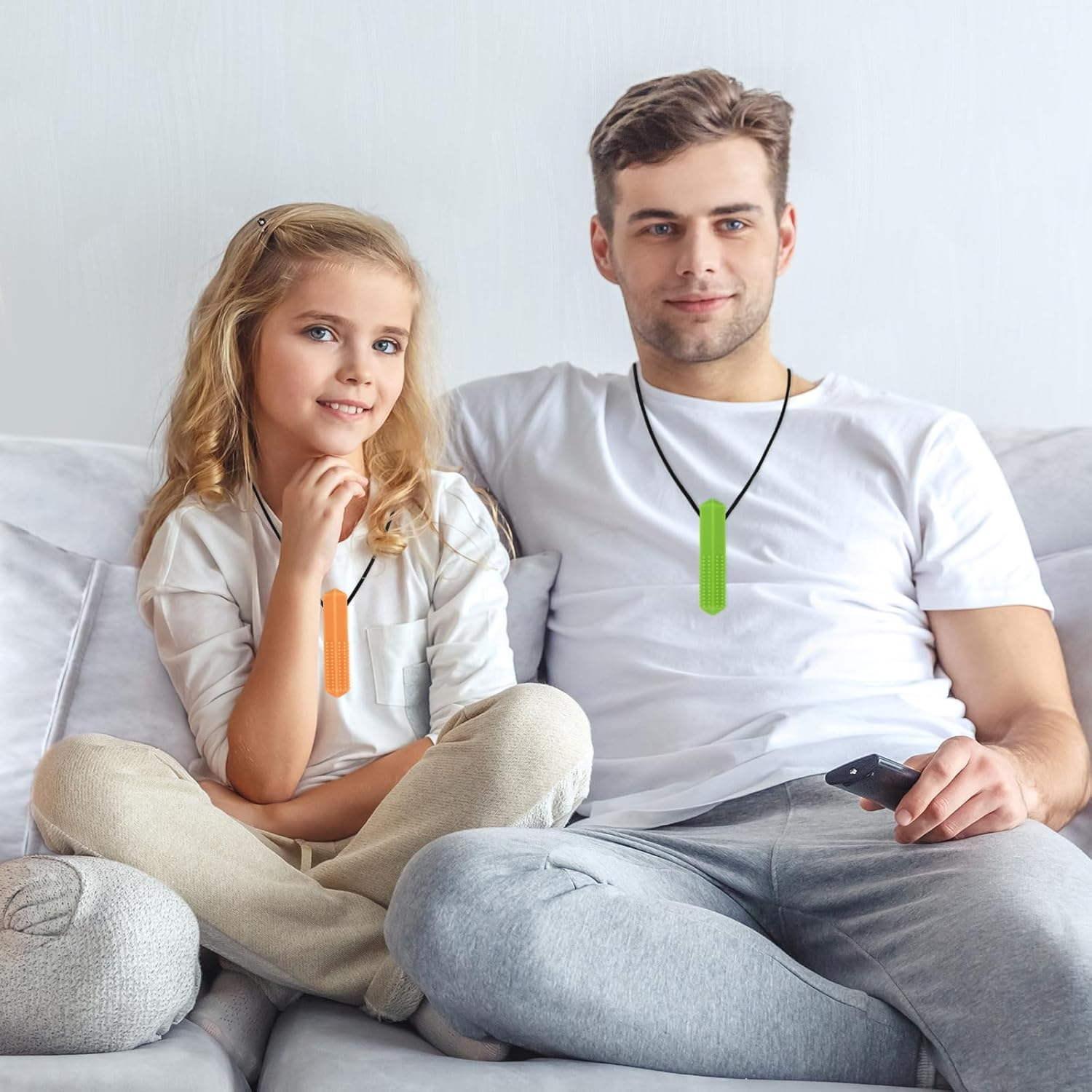 Chew Necklace for Sensory Kids & Adults: 4-Pack Silicone Chew Toys for Autism, ADHD, SPD, and Teething Relief image number 6