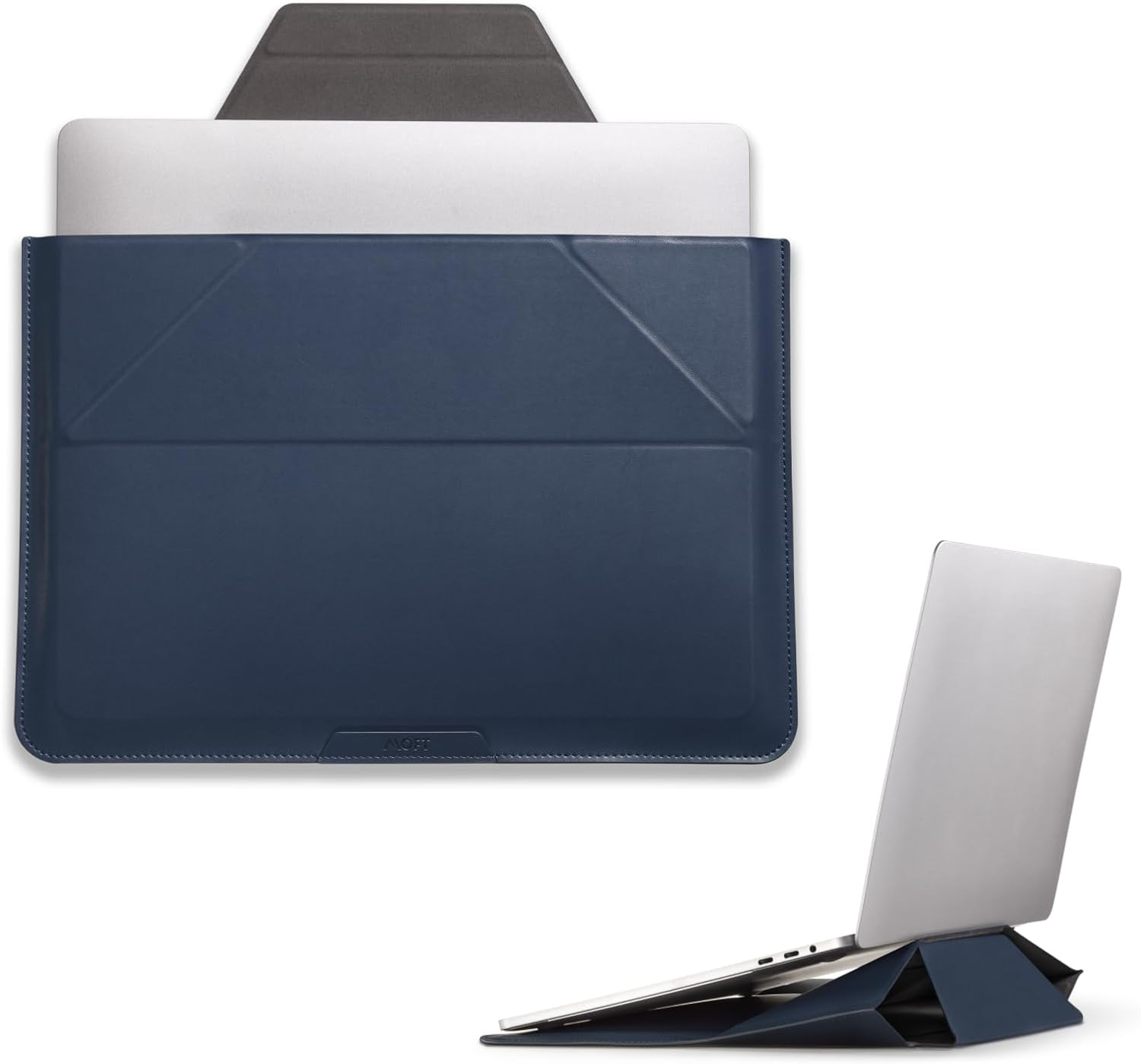 MOFT Laptop Carry Sleeve, 2-In-1 Laptop Bag & Stand for 14" Macbook Air/Pro & Dell/Hp/Lenovo/Asus, Stylish Slim Computer Sleeve Bag with Expandable Storage for Computer Accessories, Deep Blue
